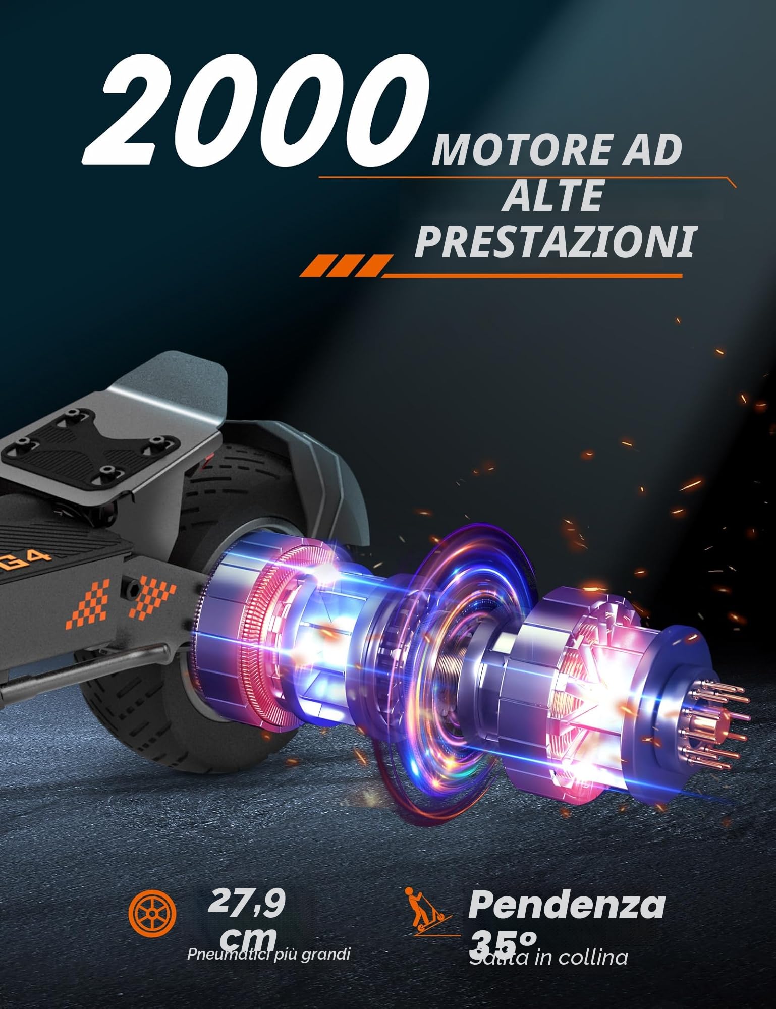 Kukirin G4 Monopattino Elettrico Adulto, 60V 20Ah Max Batteria al Litio Autonomia di 85-100 km, 11 Pollice Pneumatici Antideflagranti, Doppio Ammortizzatore, Scooter Elettrico Pieghevole 2400