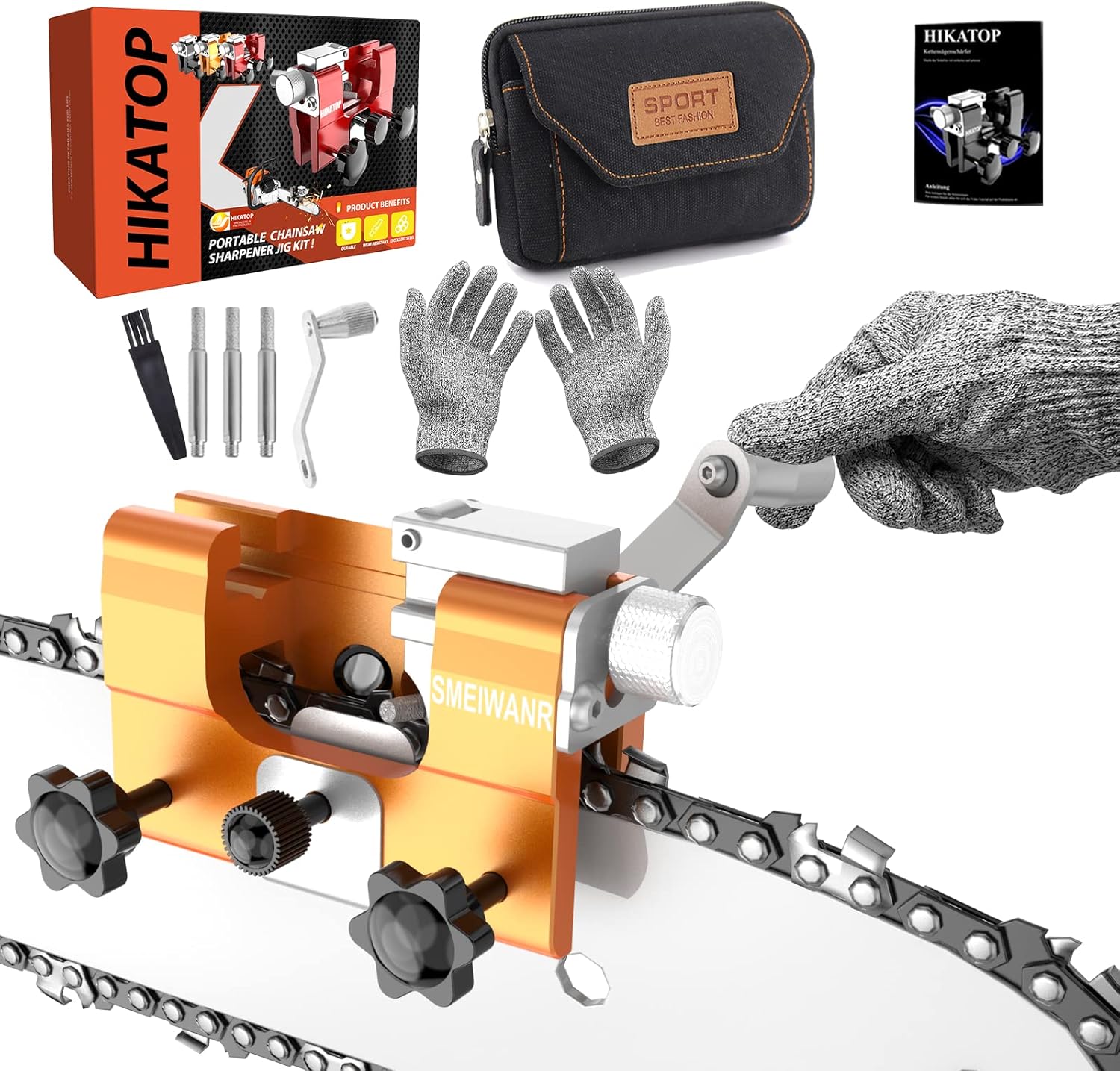 SMEIWANR Chainsaw Sharpener, Chainsaw Chain Sharpening Jig Kit Hand