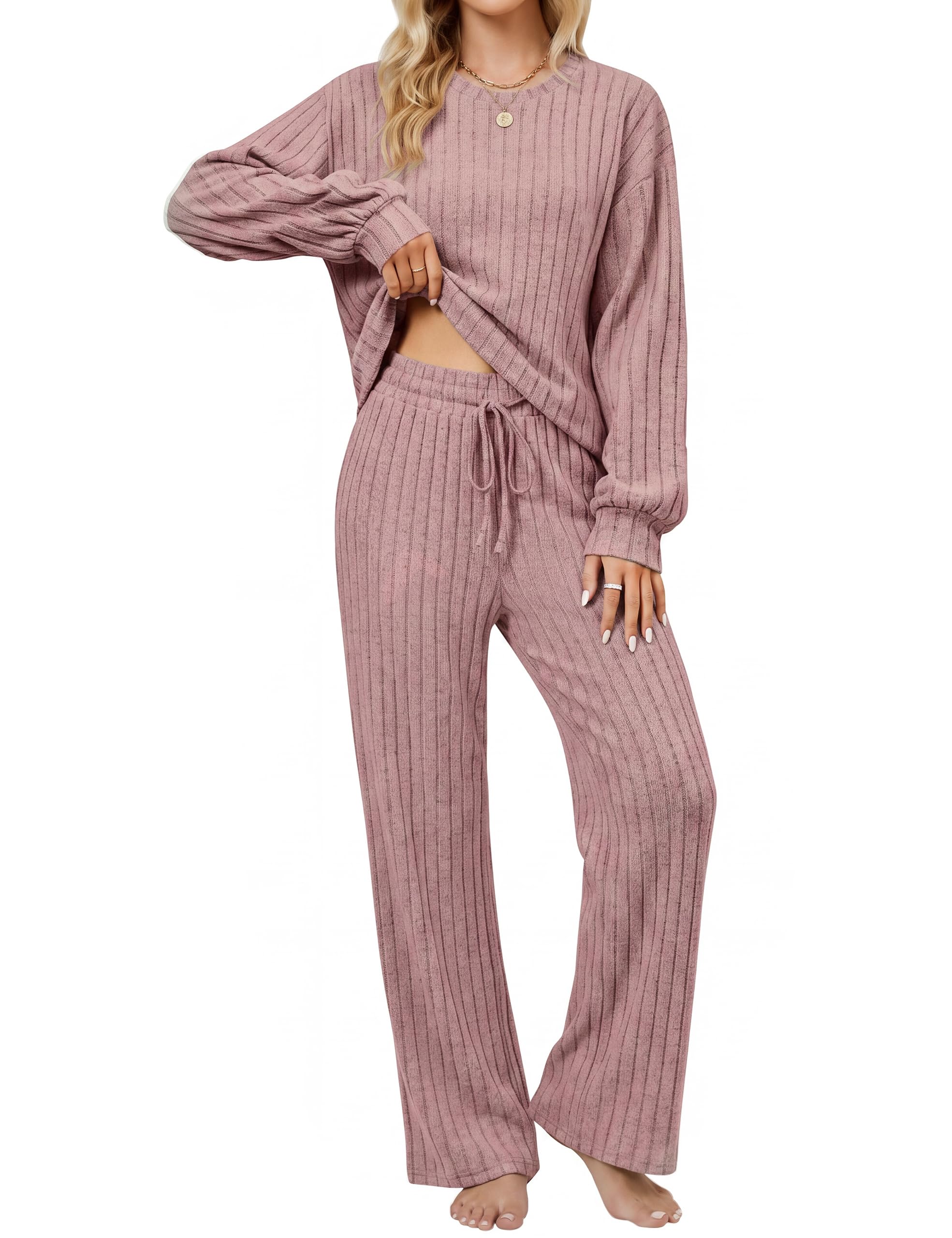 Blooming Jelly Damen Lounge Set Langarm Pyjamas Zweiteiler Hausanzug Schlafanzug 2025