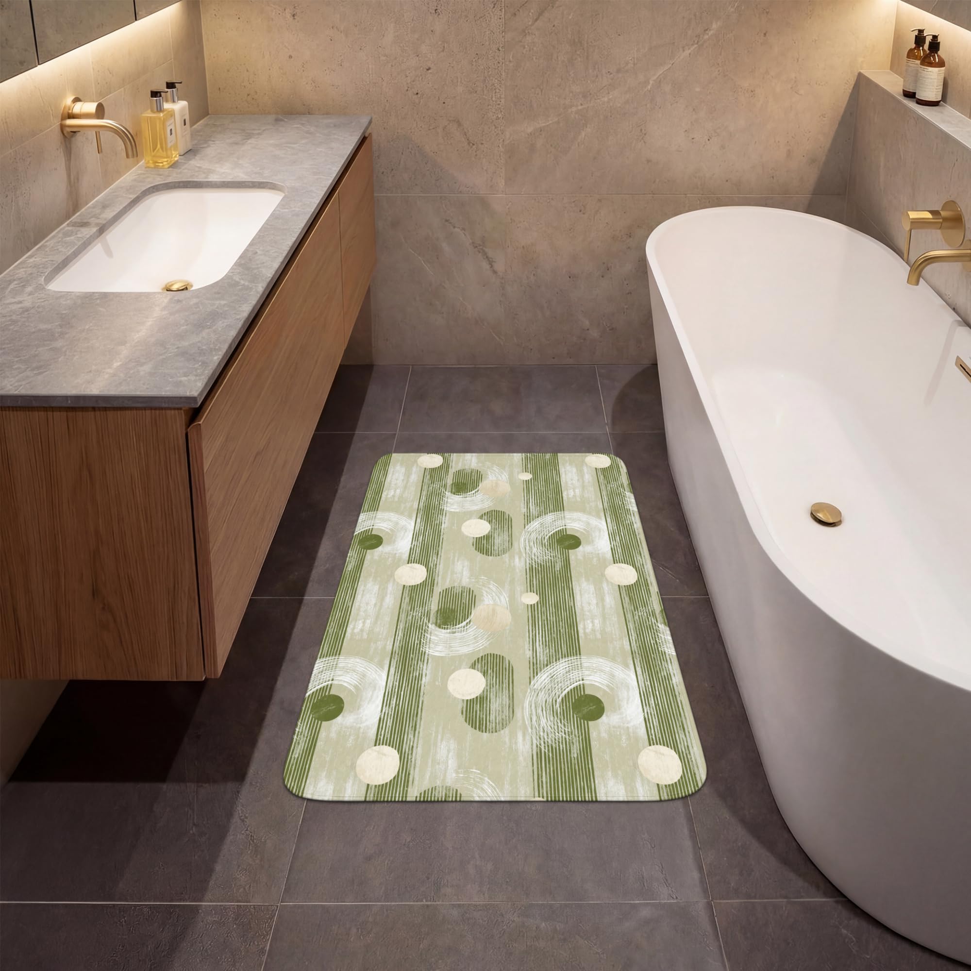 Tappeti Bagno Tappetino Doccia Assorbente Bath Mat Decorazioni | 60x90 cm - Rettangolare - Memory Foam Tappeto Lavabile Moderni Artistico - Moderno - Verde