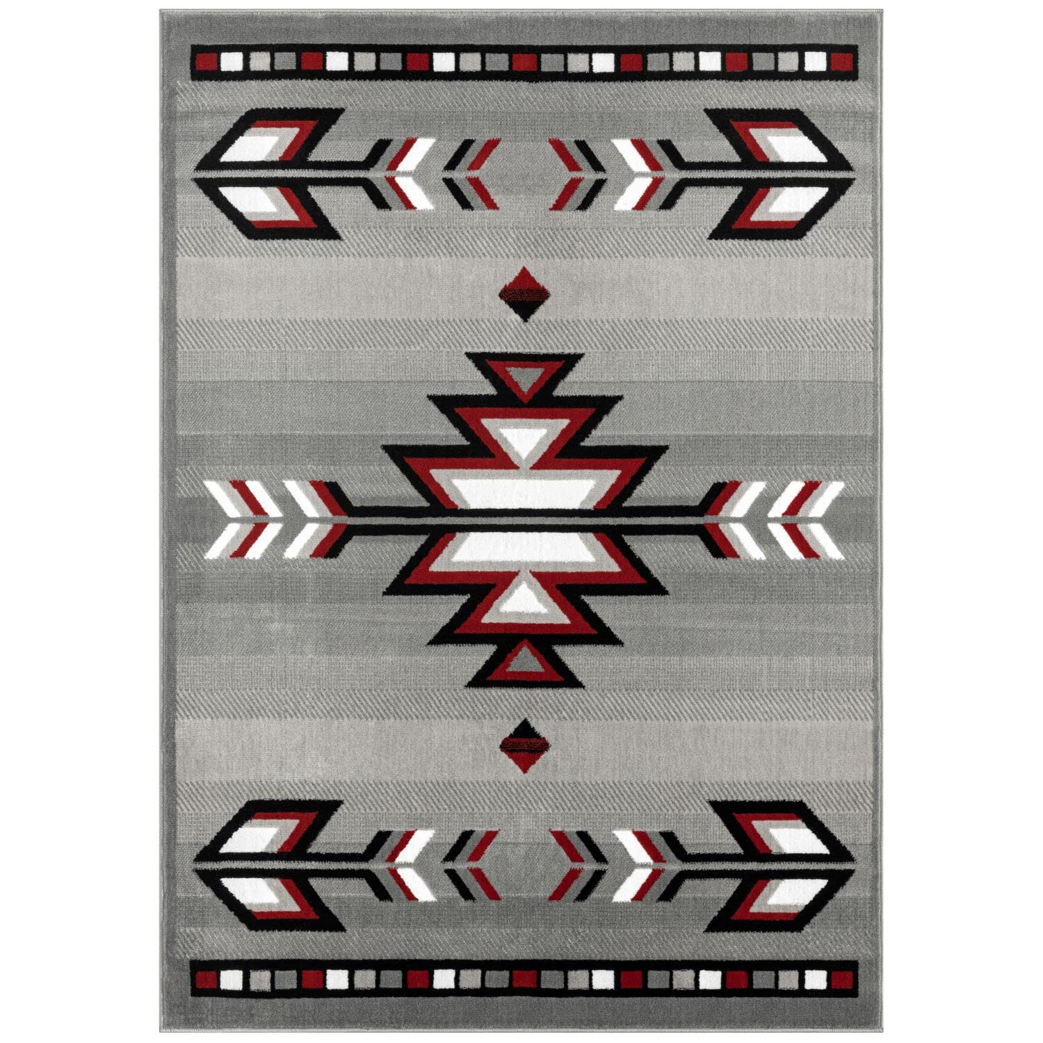 Home Dynamix Premium Sagrada Southwestern Geometric Area Rug, Grey/Red, 5'2"x7'4"