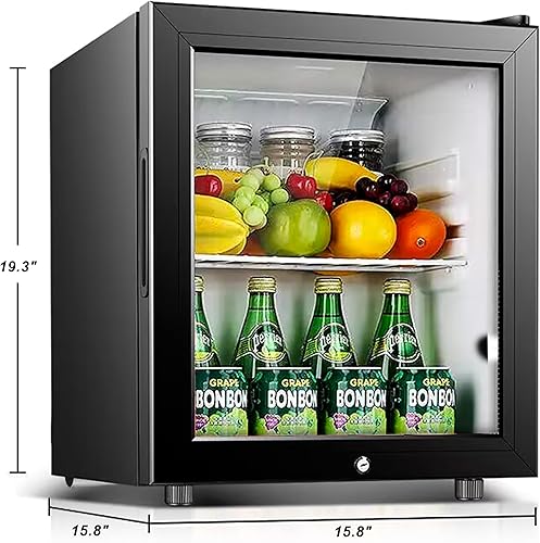 Miniatura 2 de Refrigerador de bebidas con cerradura para 12 botellas o 35 latas, mini refrigerador con puerta de vidrio para bebidas de cerveza, vinos,