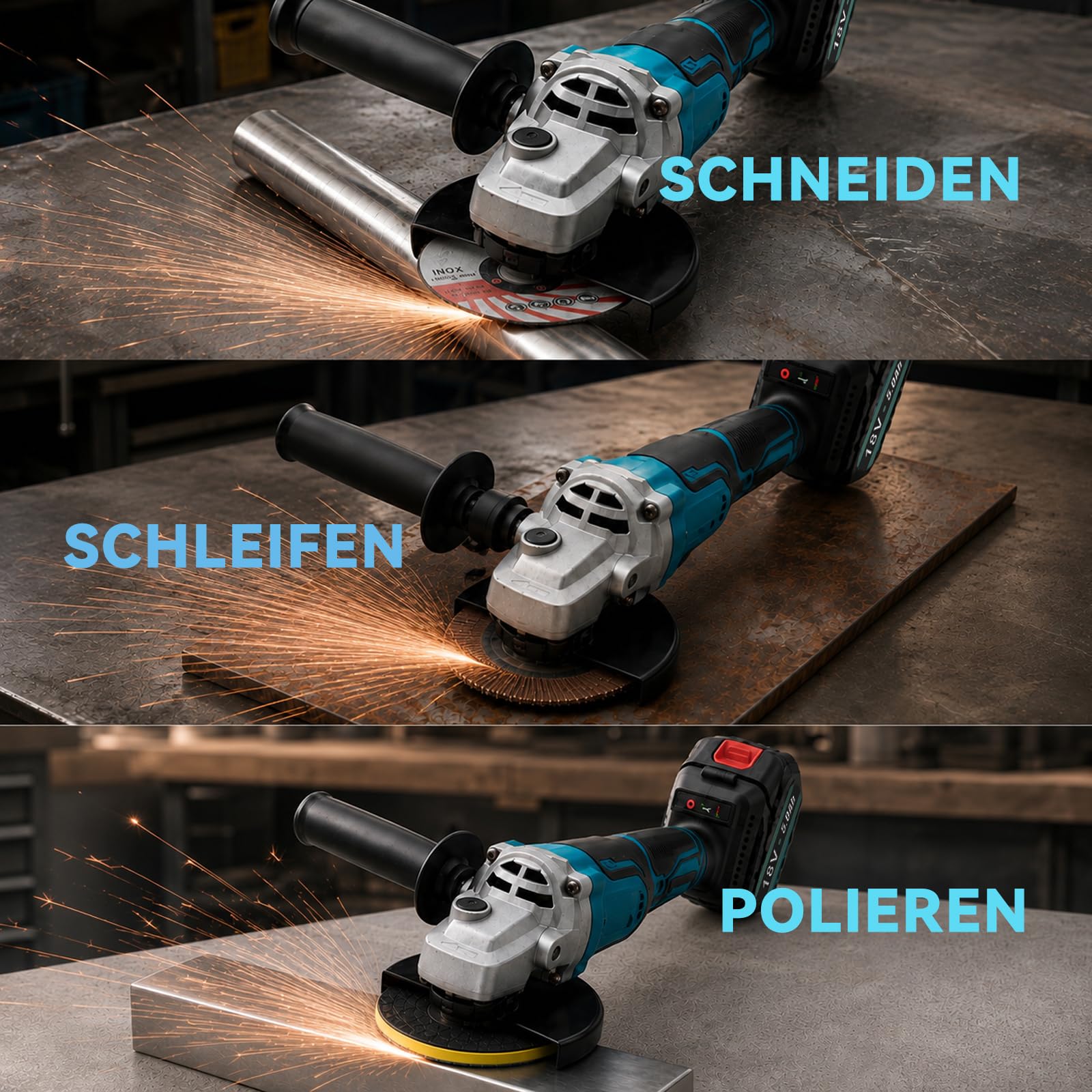 Akku Winkelschleifer Set 125mm Kompatibel mit Makita 18V Akku
