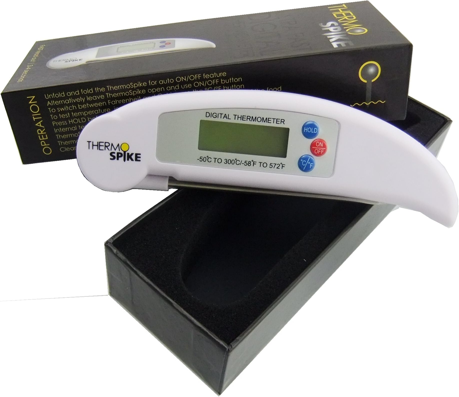 Stainless Steel Folding Probe Digital Kitchen Chef Thermometer with LED Readout