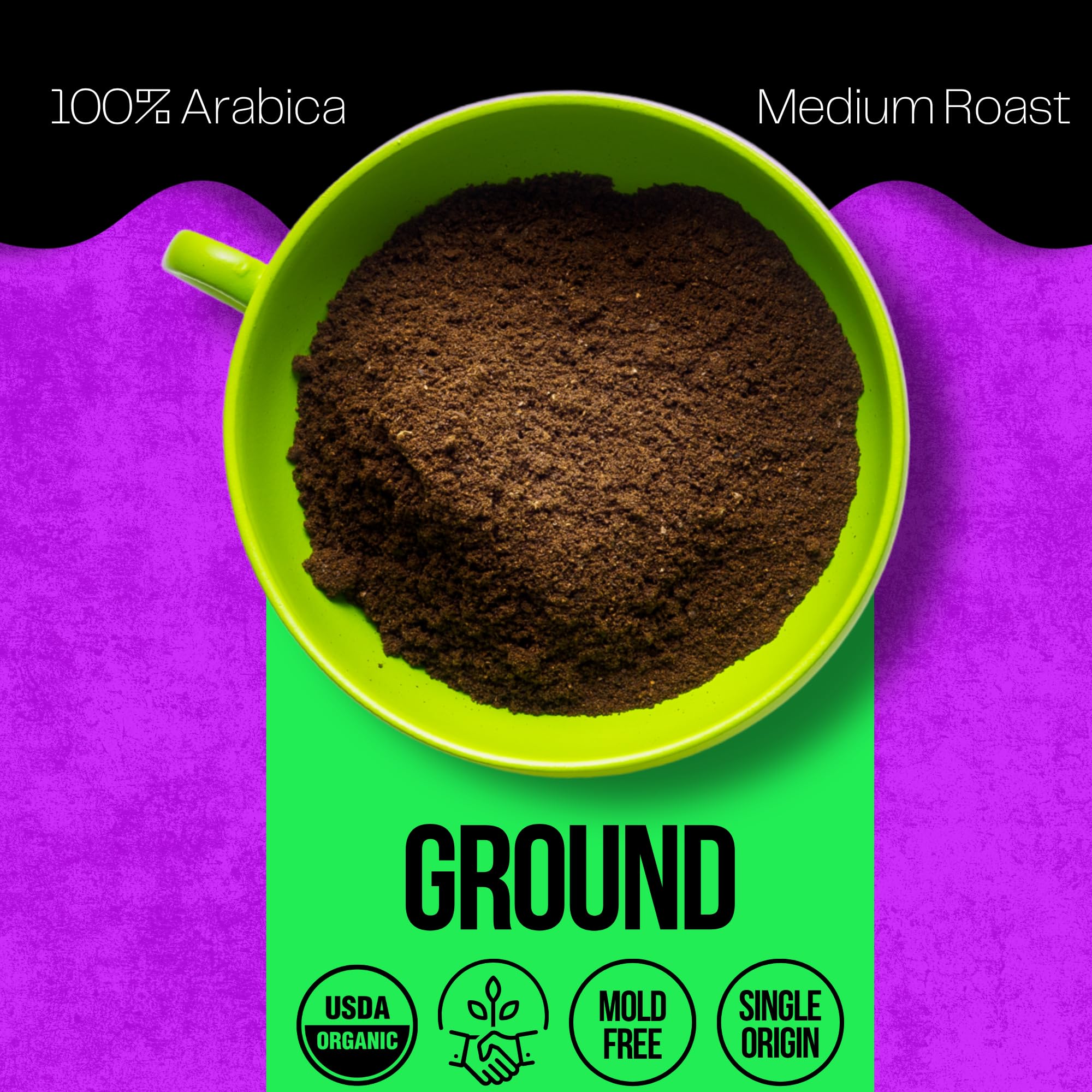 Schimmelfreier reiner Gesundheitskaffee – Bio-Kaffee, Fair-Trade, Spezialqualität, säurearm, sauberer Kaffee, 340 ml (gemahlen)