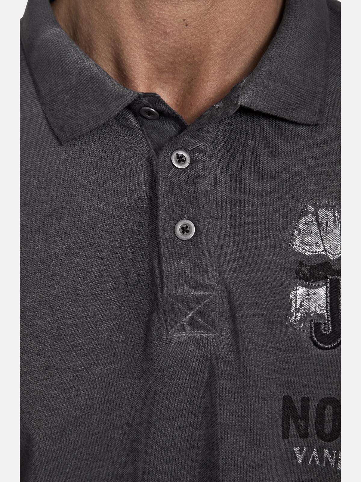 Jan Vanderstorm Herren Poloshirt Alsing | kurzarm, Knopfleiste|Tasche am linken Ärmel | Aufdruck | reine Baumwolle |große Größen L-7XL