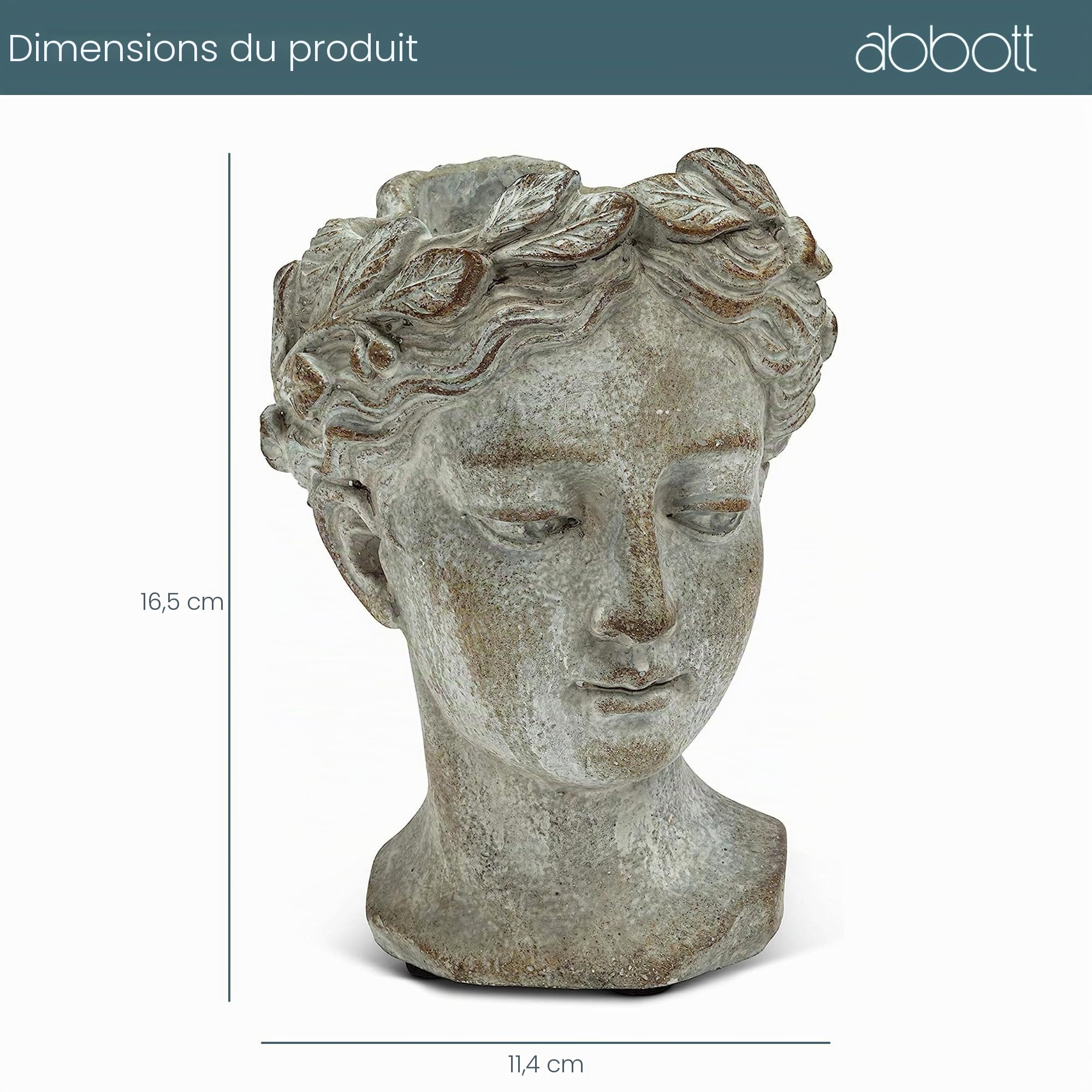 Abbott Collection XS Cache-Pot pour Femme - 16,5 cm de Haut, Ciment, Gris, 16,5 cm de Haut