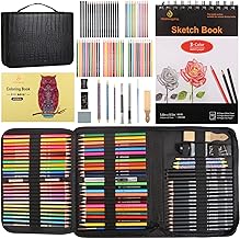 78-Piece Drawing Pencils Kit – Drawing Sketching Pencils Set with Sketchbook and Coloring Book, Drawing Sketch Sketching Pencils Kit for Adults Beginners Artists (Black)
