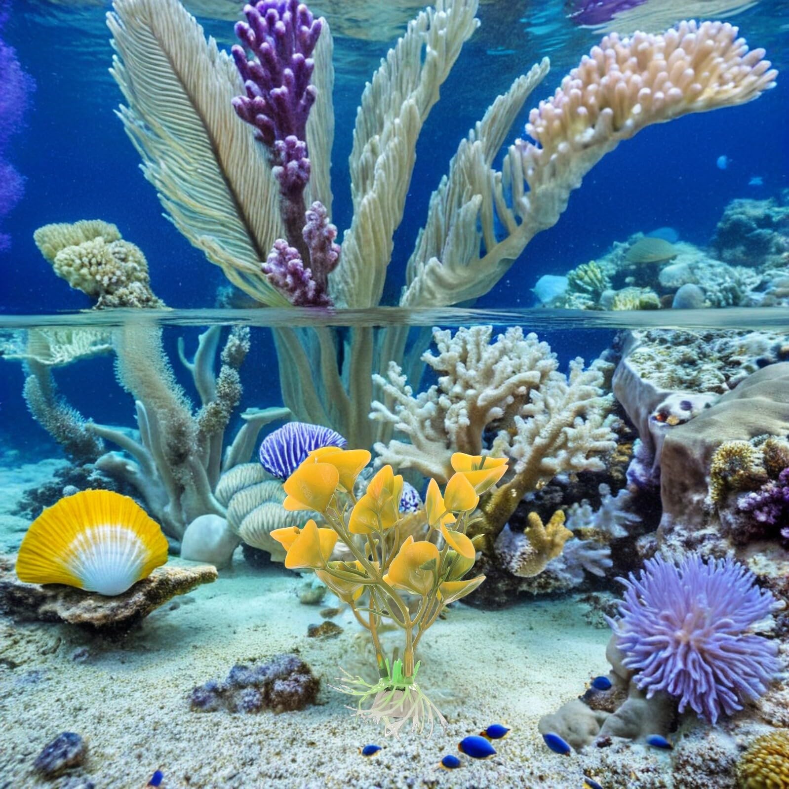 Abaodam Künstliche Aquarienpflanzen 50 Stück Realistische Kunststoff Wasserpflanzen Pflegeleichtes Aquarienzubehör Grüne Deko für Süß und Meerwasser Aquarien Langlebige