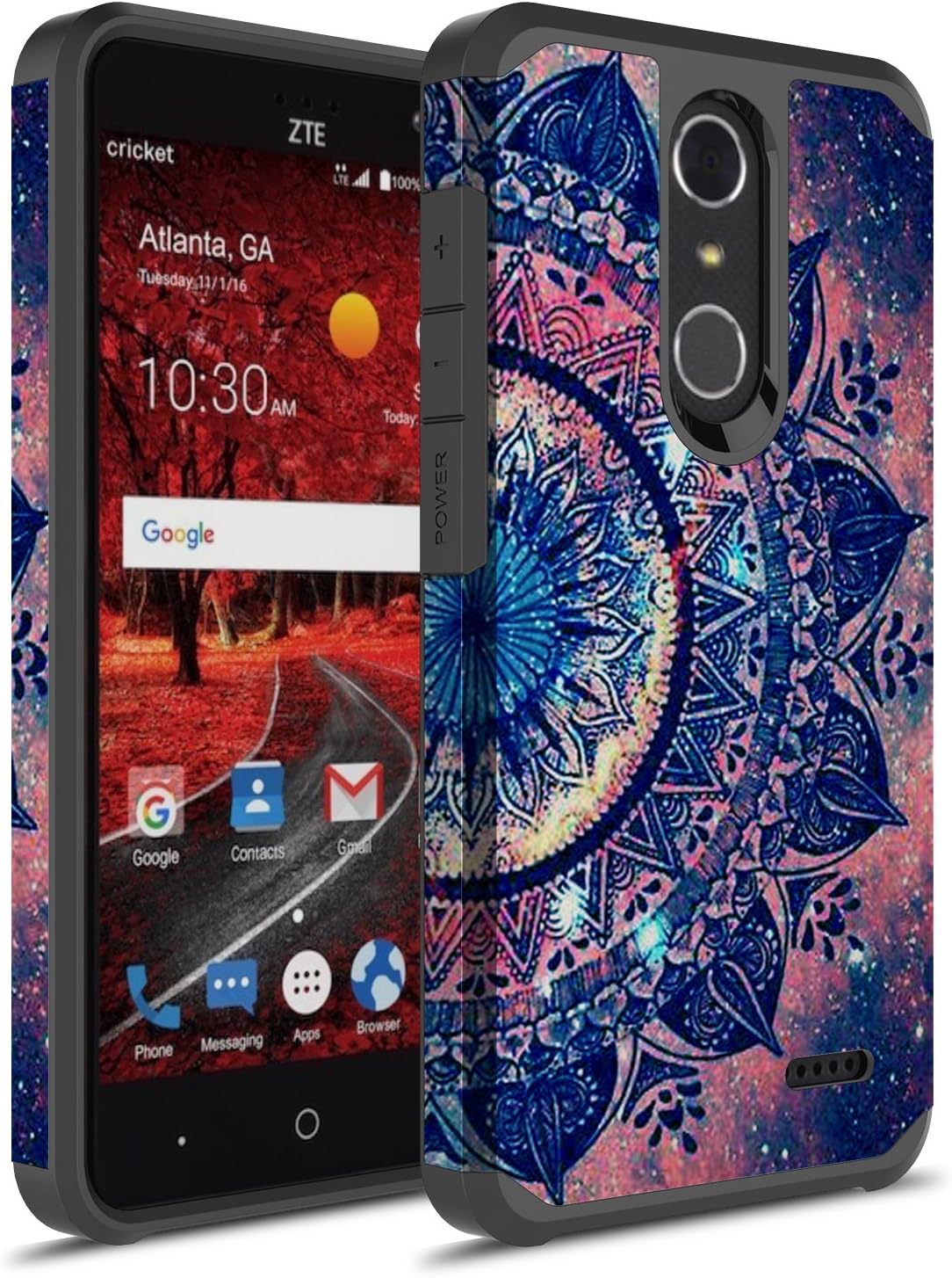 ZTE Grand X4 Case, ZTE Blade Spark Case, Rosebono Hybrid Dual Layer Shockproof Hard Cover Graphic Fashion Cute Colorful Silicone Skin Case for ZTE Grand X4 - Mandala