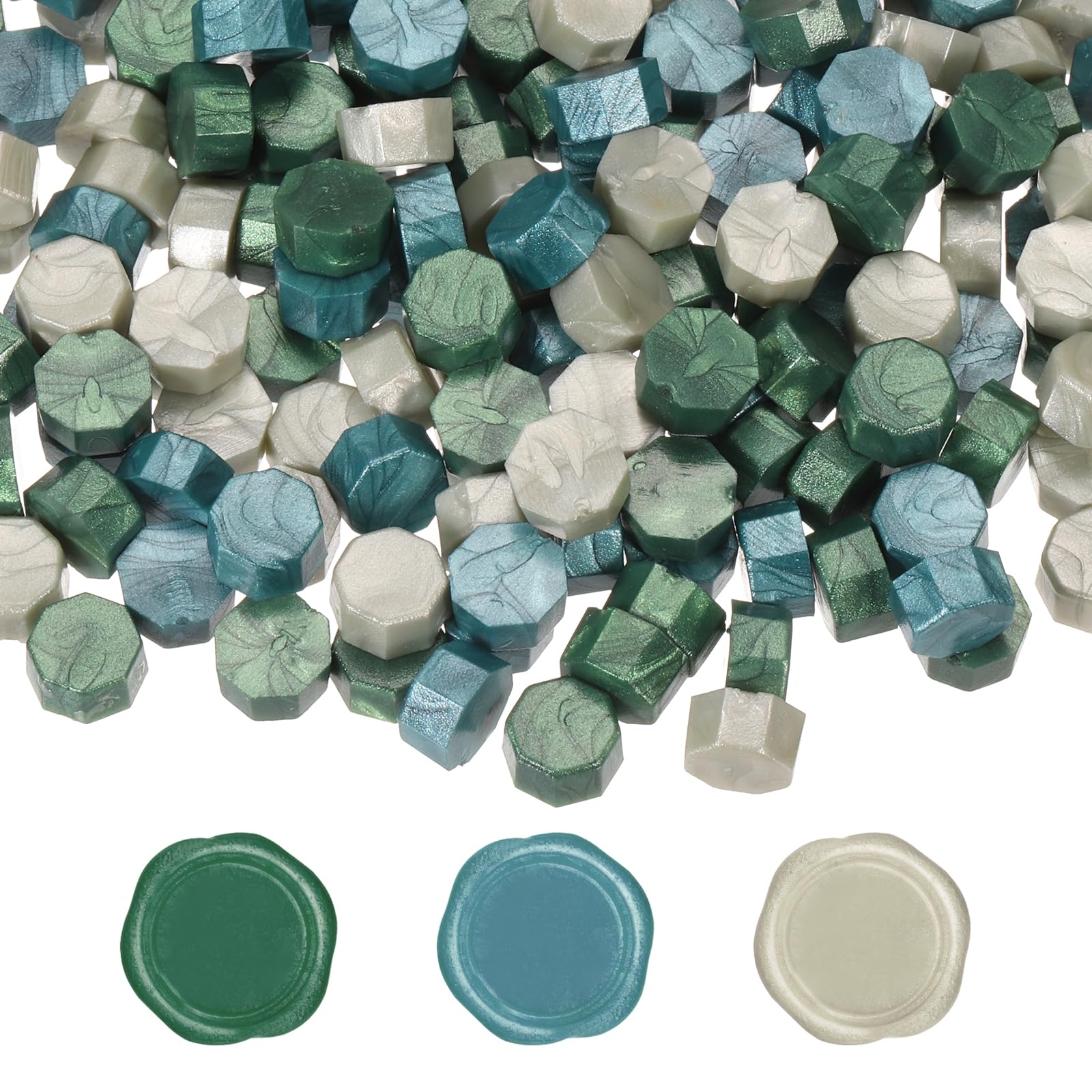 PATIKIL Wax Seal Beads, 300 Pcs 3 Colors Wax Sealing Beads Set for Sealing Letters, Invitations, Gift Wrapping, Envelope Mailing Crafts DIY, Green Tone