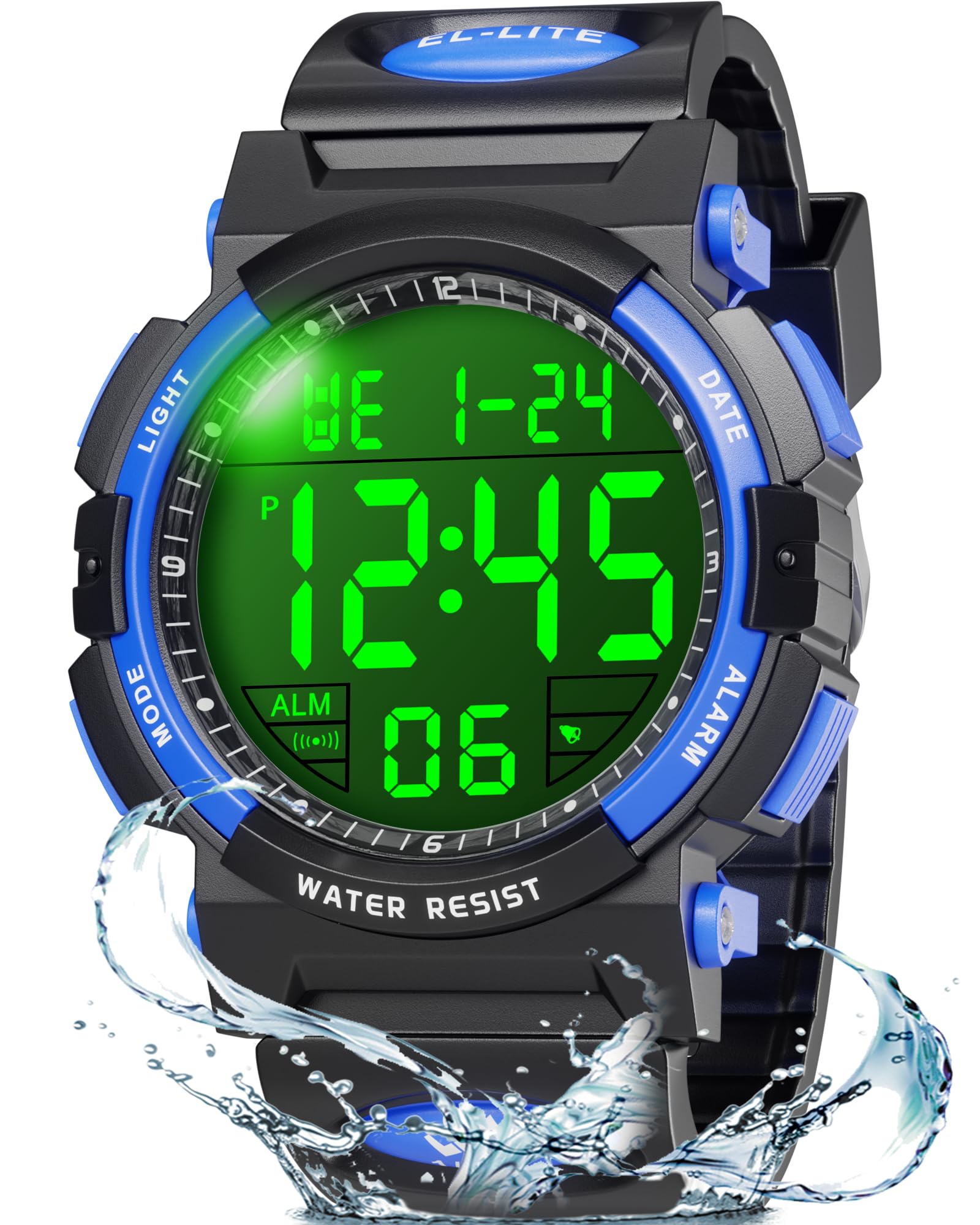 Boys Sports Digital Watch Waterproof Alarm Stopwatch for Ages 7-18