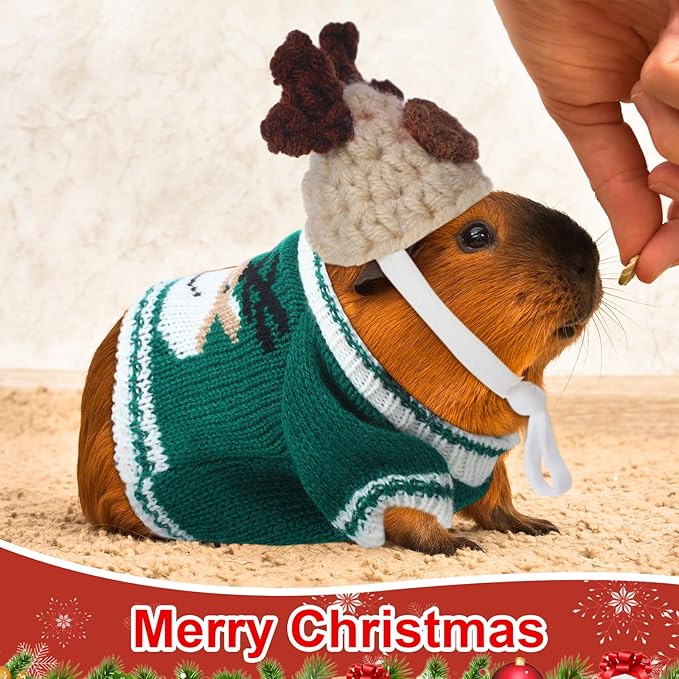 10 Piezas Ropa para Cobayas con 5 Disfraces y 5 Gorros Navidad miniatura 4