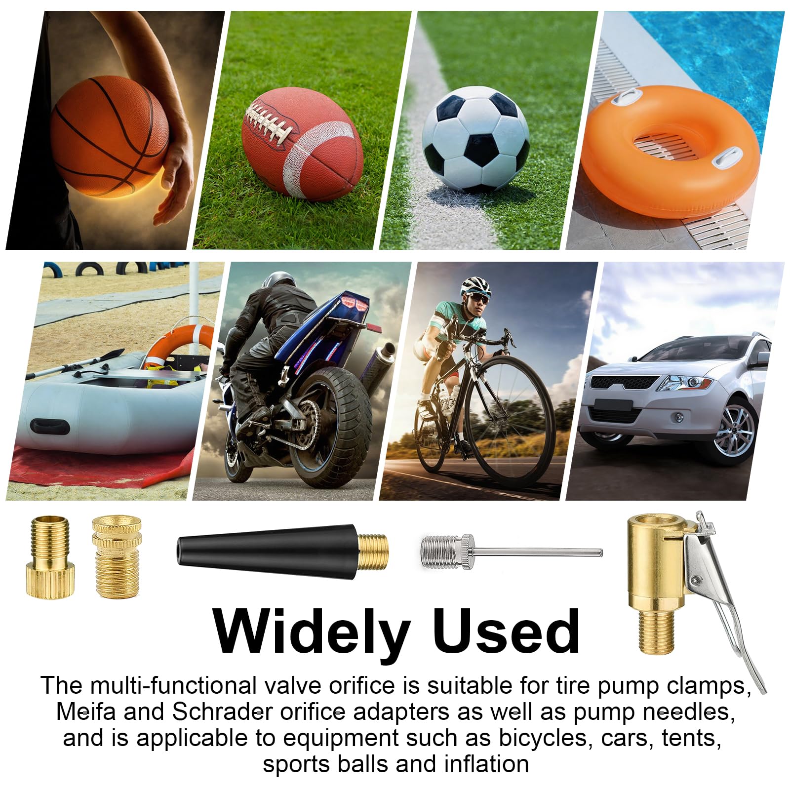 Zestaw adapterów do pompowania opon, uchwyt pneumatyczny i adapter pompy rowerowej, zestaw adapterów do zaworów kompatybilny z Presta, Schrader, samochodami, rowerami, piłkami sportowymi i