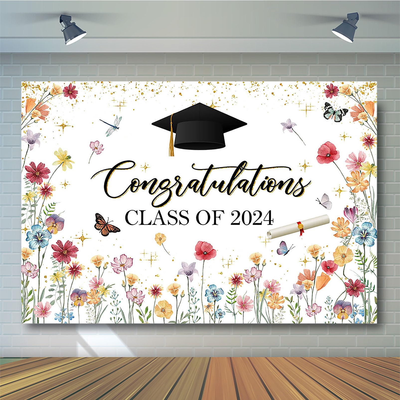 Habbiful Graduation Photo Banner – Class Of 2024, Purple 'Proud Of You' Banner With Photo Holders