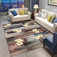 Vista 1 de Alfombra vintage para sala de estar, dormitorio, comedor, rectangular, balcón, entrada, pasillo, hogar, interior/exterior, antideslizante, lavable