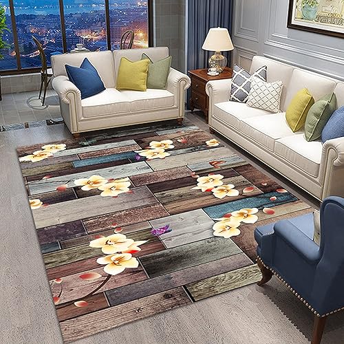 ZZBBZZ-YJ Alfombra vintage para sala de estar, dormitorio, comedor, rectangular, balcón, entrada, pasillo, hogar, interiorexterior, antideslizante,
