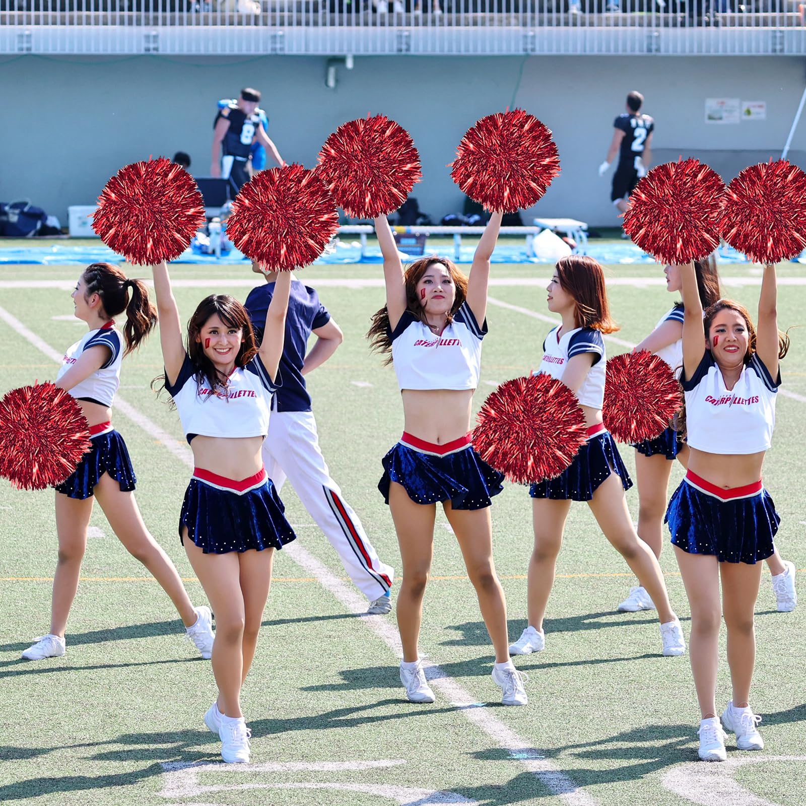 Pompones de Animadora de Plástico Azules para Competición Deportiva (Rojo)