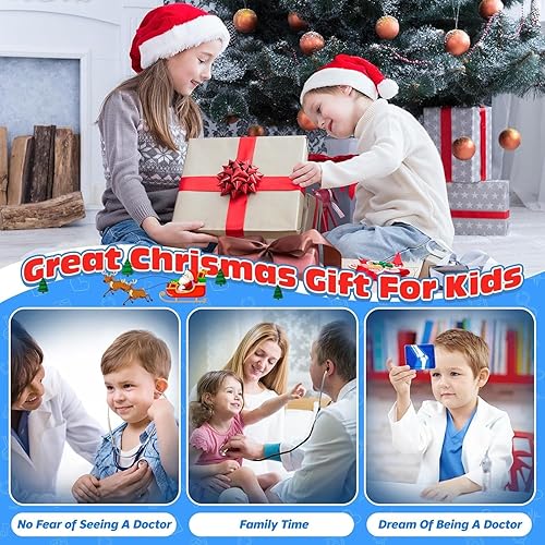 Miniatura 4 de Kit de doctor para niños, kit de doctores rosa para niños, 22 piezas, regalo de juego de doctor para niños, juego de juguetes médicos con juego de