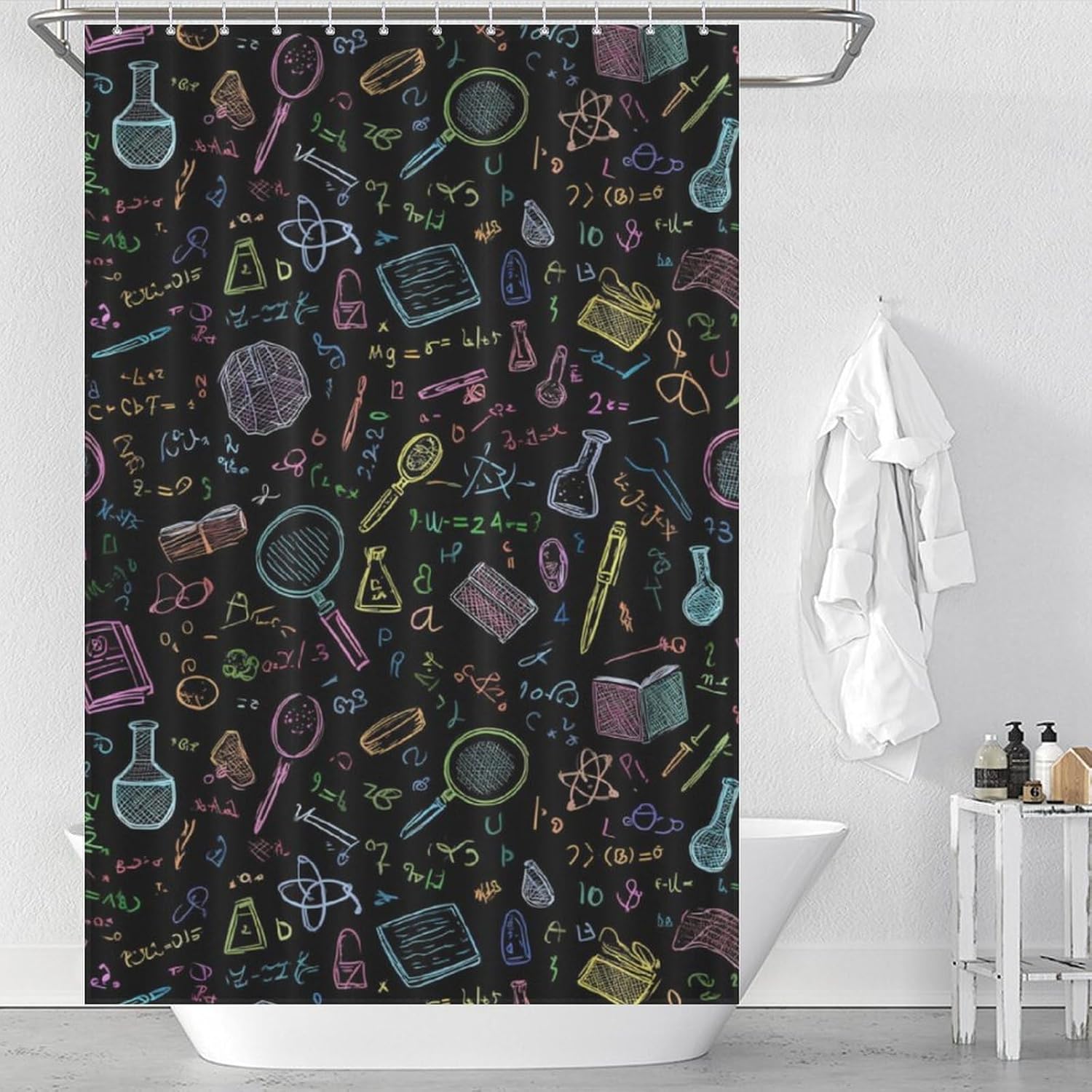 Science Abstract Math Chemistry Print Shower Curtain 46.85x70.87Inch（119x180cm） Polyester Bath Curtain Shower Curtains Printed Decorative