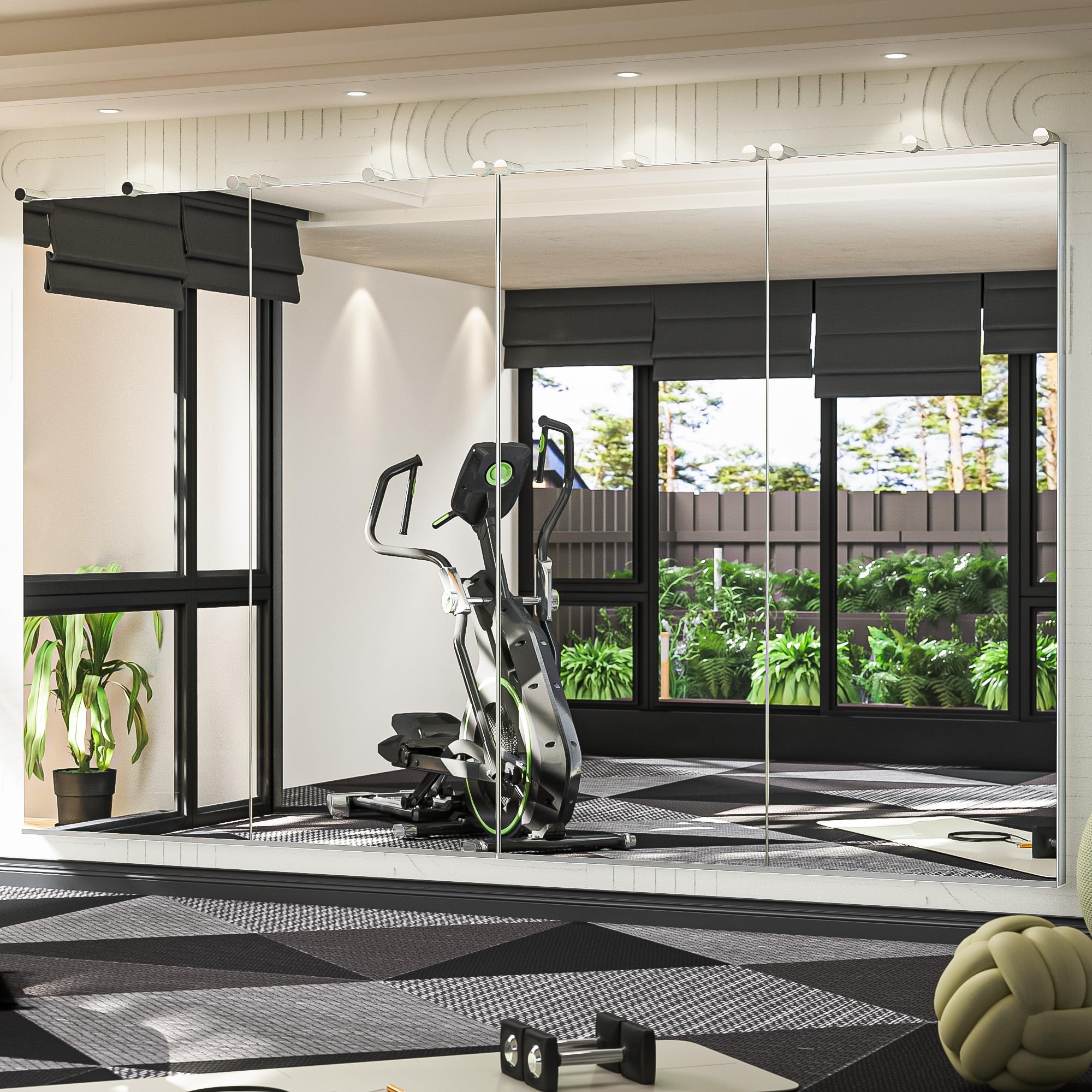 Keonjinn Specchio da palestra per casa, 152,4 x 61 cm x 2 pezzi, specchio da allenamento, grande specchio da parete a figura intera per fitness, yoga, specchio lungo da parete per garage, decorazione