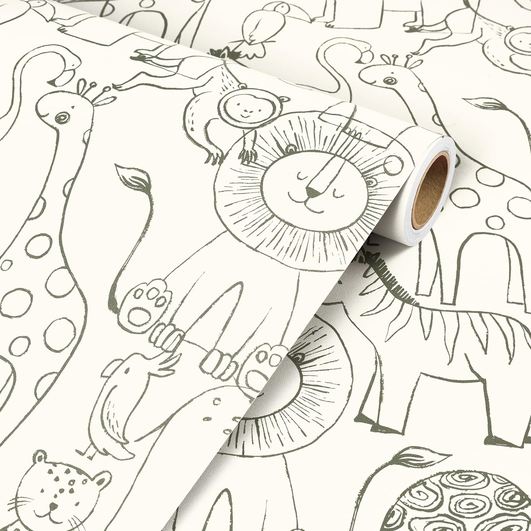 Livelynine Papel Pintado Pared Infantil Animales 44.5CMx7M Papel Adhesivo Pared Beige con Dibujos Animales Zoológico Dormitorio Infantil Neutro Vinilos Adhesivos para Muebles Infantiles Niña Niño
