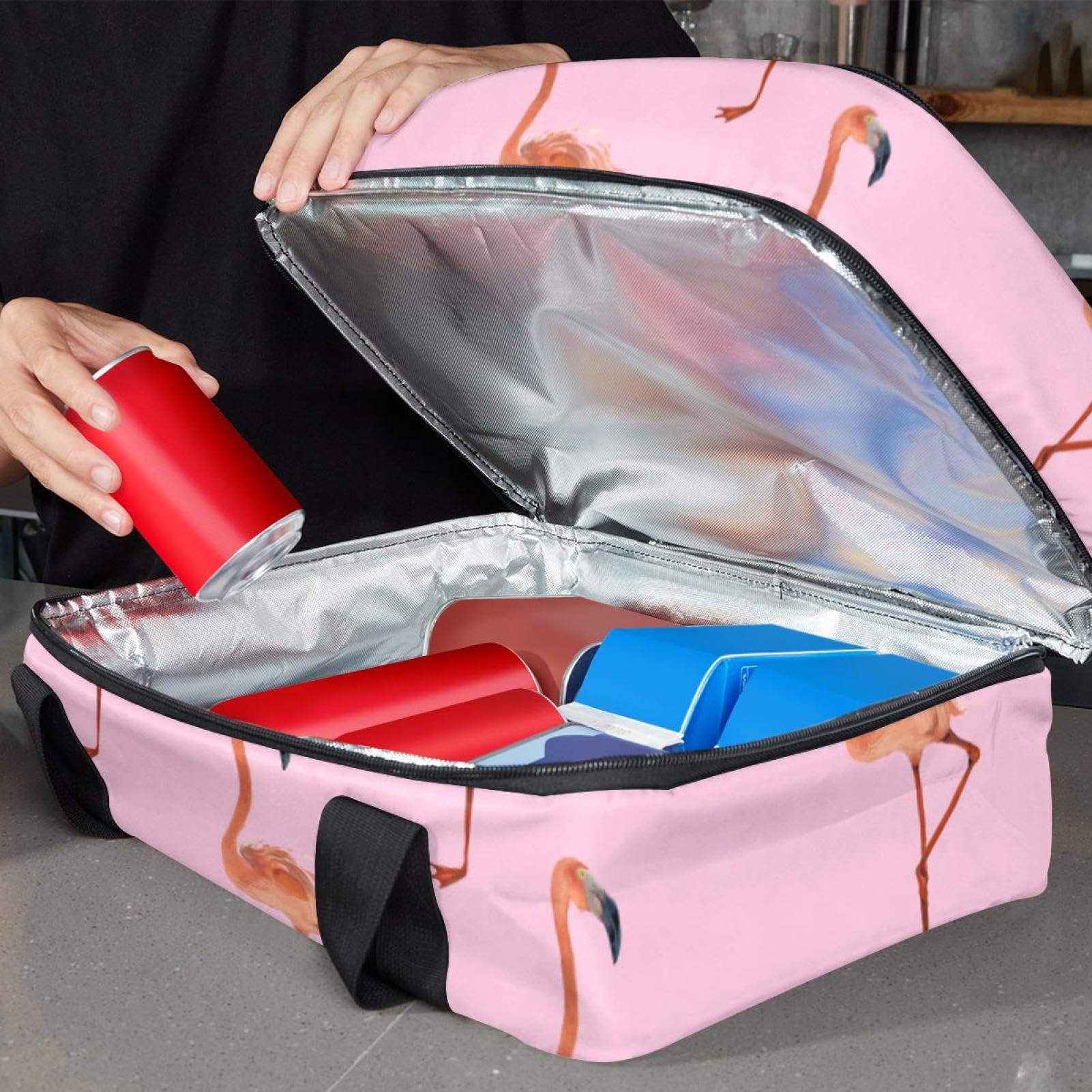 Grand sac à déjeuner isotherme pour homme et femme, double couche, étanche, étanche, réutilisable, sac fourre-tout pour le travail, l'école, le pique-nique, la plage, le camping, les voyages, motif