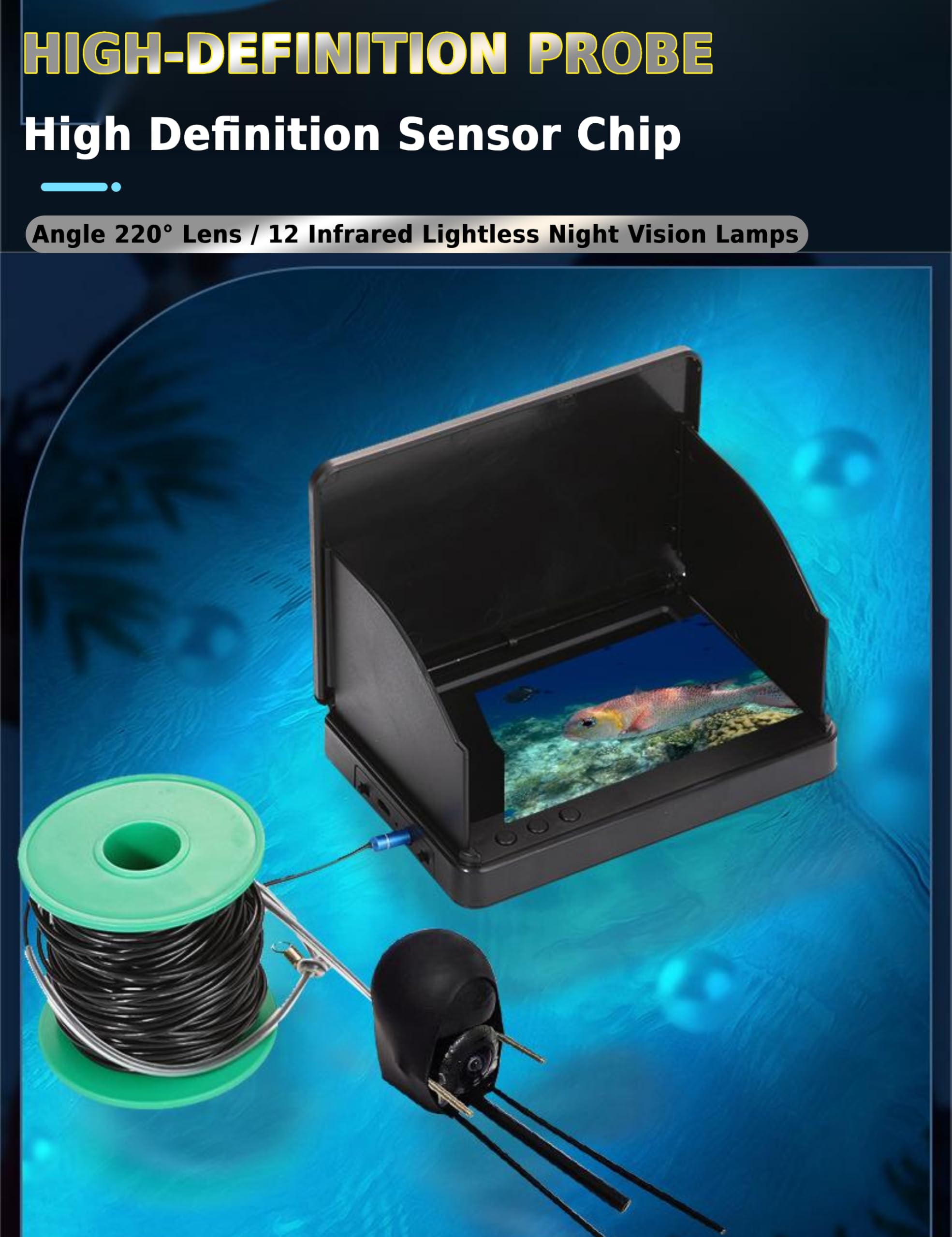 Kit Ecoscandaglio - Ecoscandaglio Subacqueo con display TN da 4,3 pollici a 1000 luminosità e lenza da 20 m anti-pull