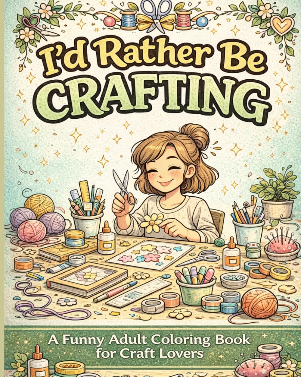I'd Rather Be Crafting: A Funny Adult Coloring Book for Craft Lovers | Cozy, Creative & Stress Relief Designs