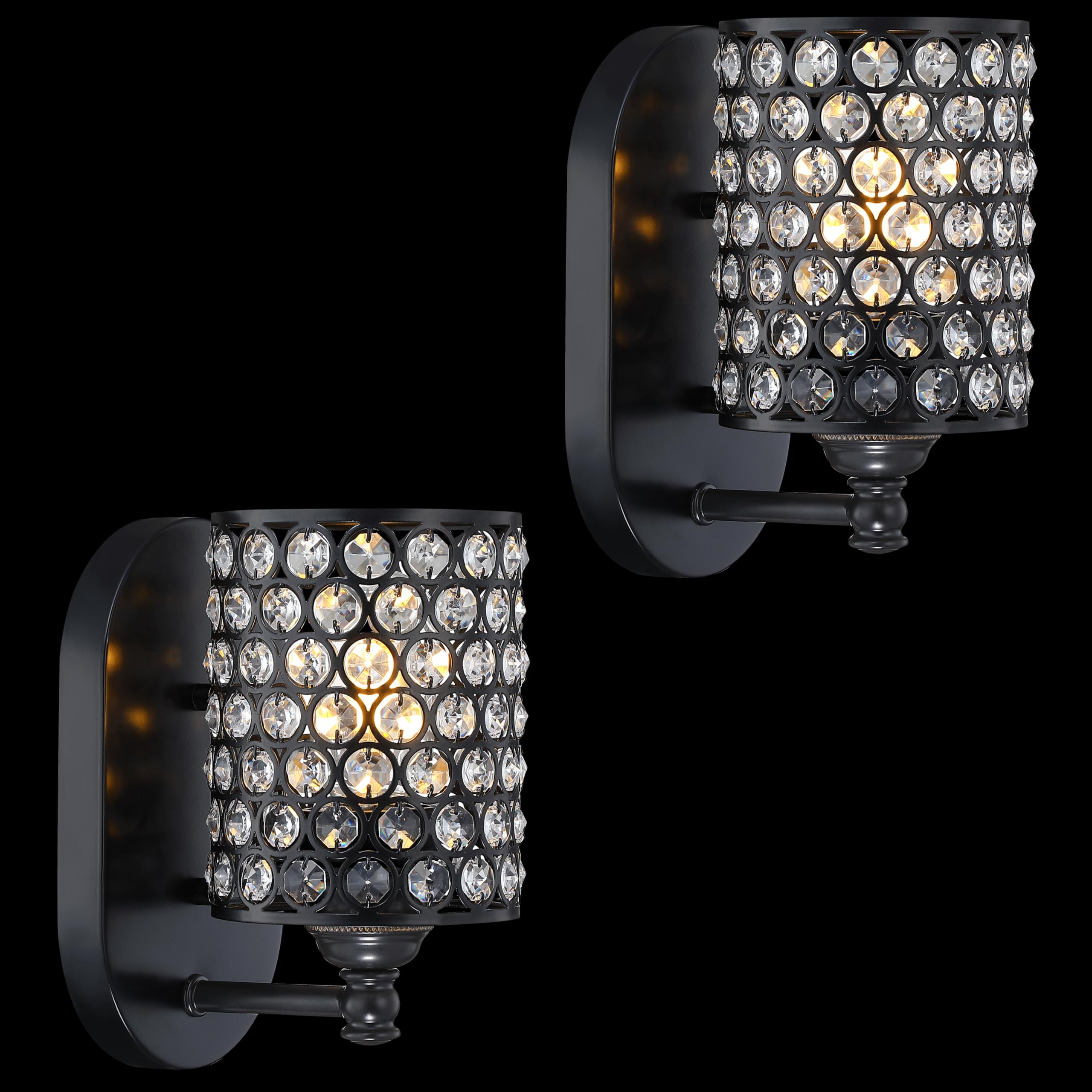 Photo 1 of Dolaimy House Crystal Shade Wall Sconce Light Fixture, Black, 2 Pack