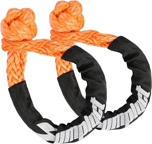 Cuerda de grillete suave sintética de 12 pulgada x 21 pulgadas, 2 unidades, 48,000 libras, resistencia máxima a la rotura, grilletes suaves