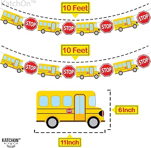 Miniatura 2 de KatchOn, Cartel de autobús de regreso a clases, grande, 10 pies, sin bricolaje, guirnalda de autobús de regreso a clases para decoración de autobús
