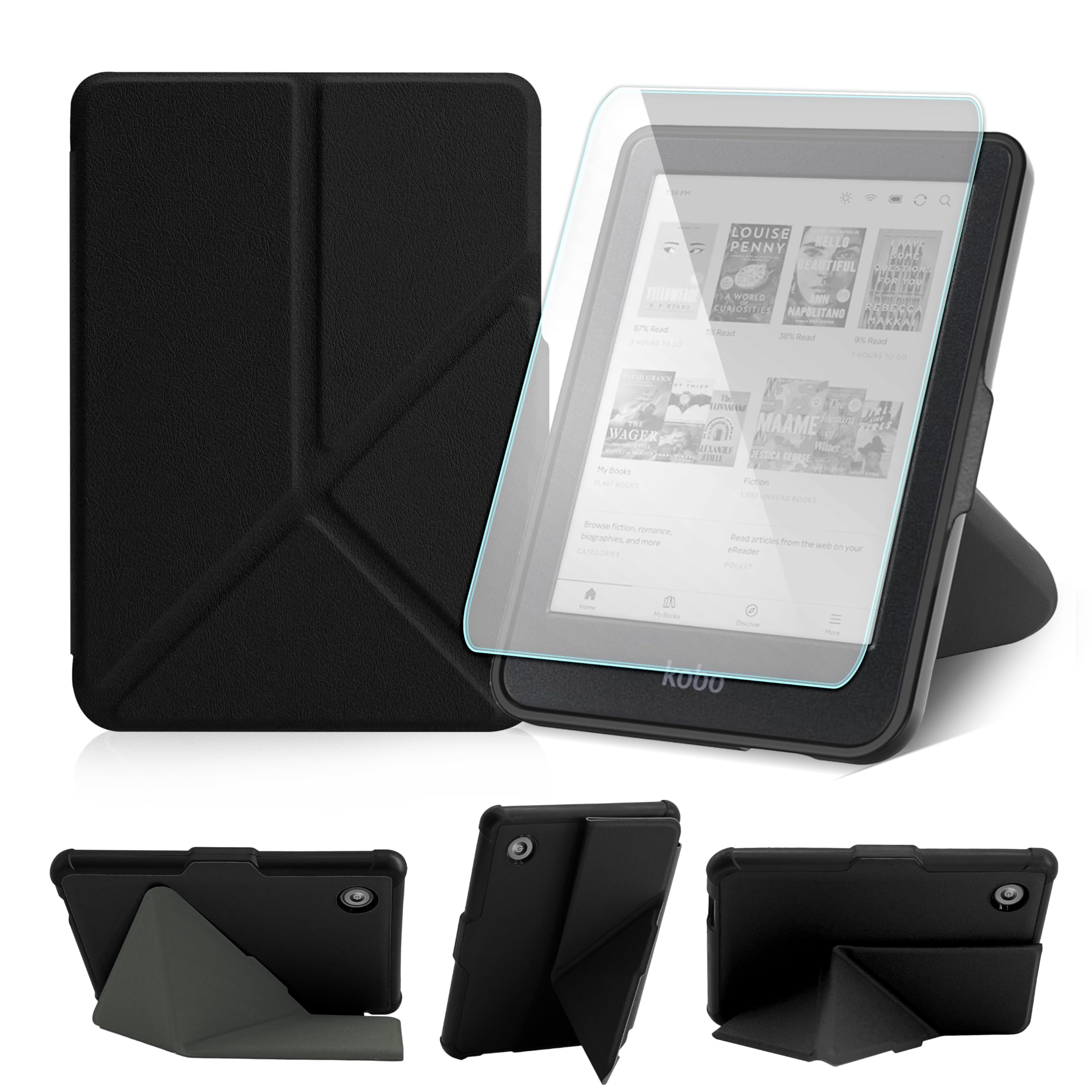 Case for 6" Kobo Clara Colour/BW/2E Ereader, Includes a Screen Protector - 6 Inch Premium PU Leather Cover with Auto Sleep/Wake (Starry Night, 6 icnh) — view 10