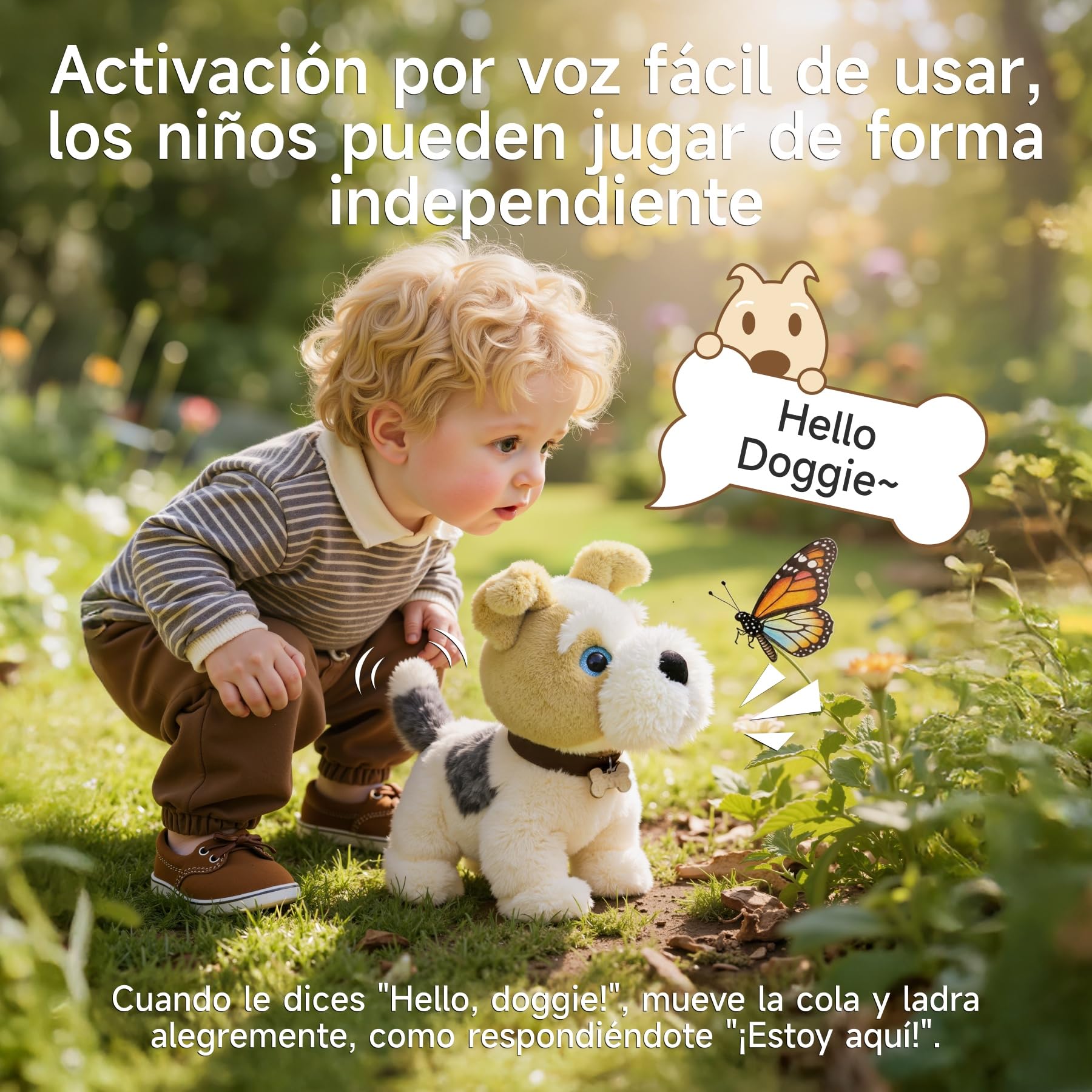 OR OR TU Perro Juguete Que Anda y Ladra y Lame, Peluche Perritos con Control por Voz, Que Cantan, Ladran, Caminan y se Sientan, Perro Robot Interactivos Juguetes Niños