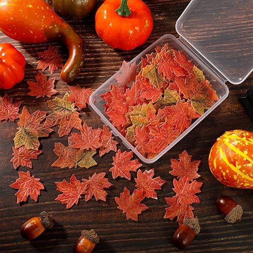 Miniatura 6 de SUSSURRO 100 piezas comestibles de hojas de otoño para cupcakes, hojas de arce, decoración comestible de hojas de oro para decoración de fiesta con