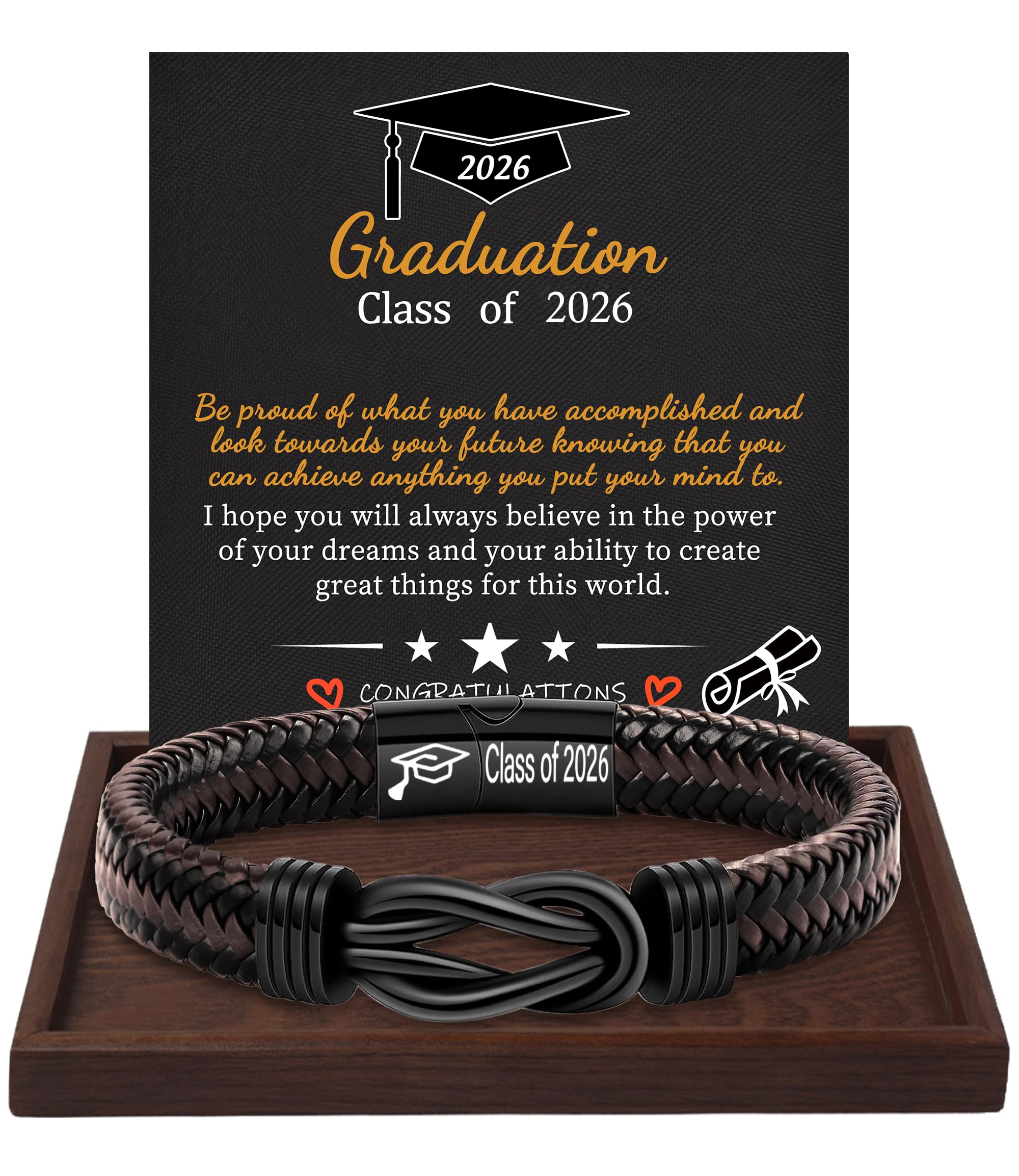 Btysun Fathers Day Gift, Gifts for Men Morse Code Bracelets for Men 2026 Graduation Gifts Mens Bracelet for Him Boyfriend Husband Leather Bracelet Motivational Birthday Jewelry Stocking Stuffers