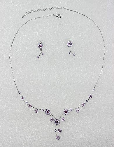 Miniatura 2 de Faship Precioso conjunto de pendientes y collar floral de cristal de