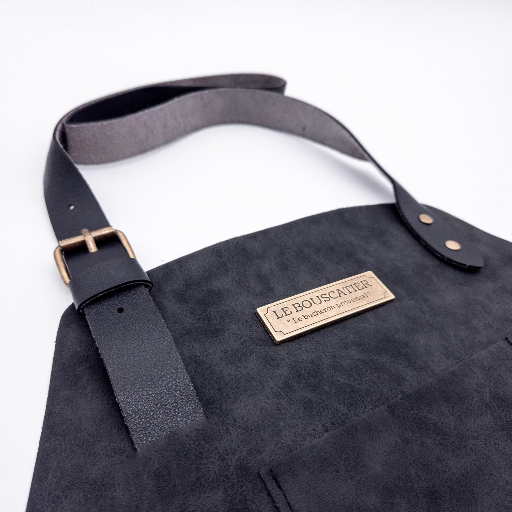 Le Bouscatier - Delantal de cocina de piel para barbacoa, plancha, brasero, parrilla ajustable, resistente y ligero, ideal para cocina exterior e interior, protección de torso y muslos