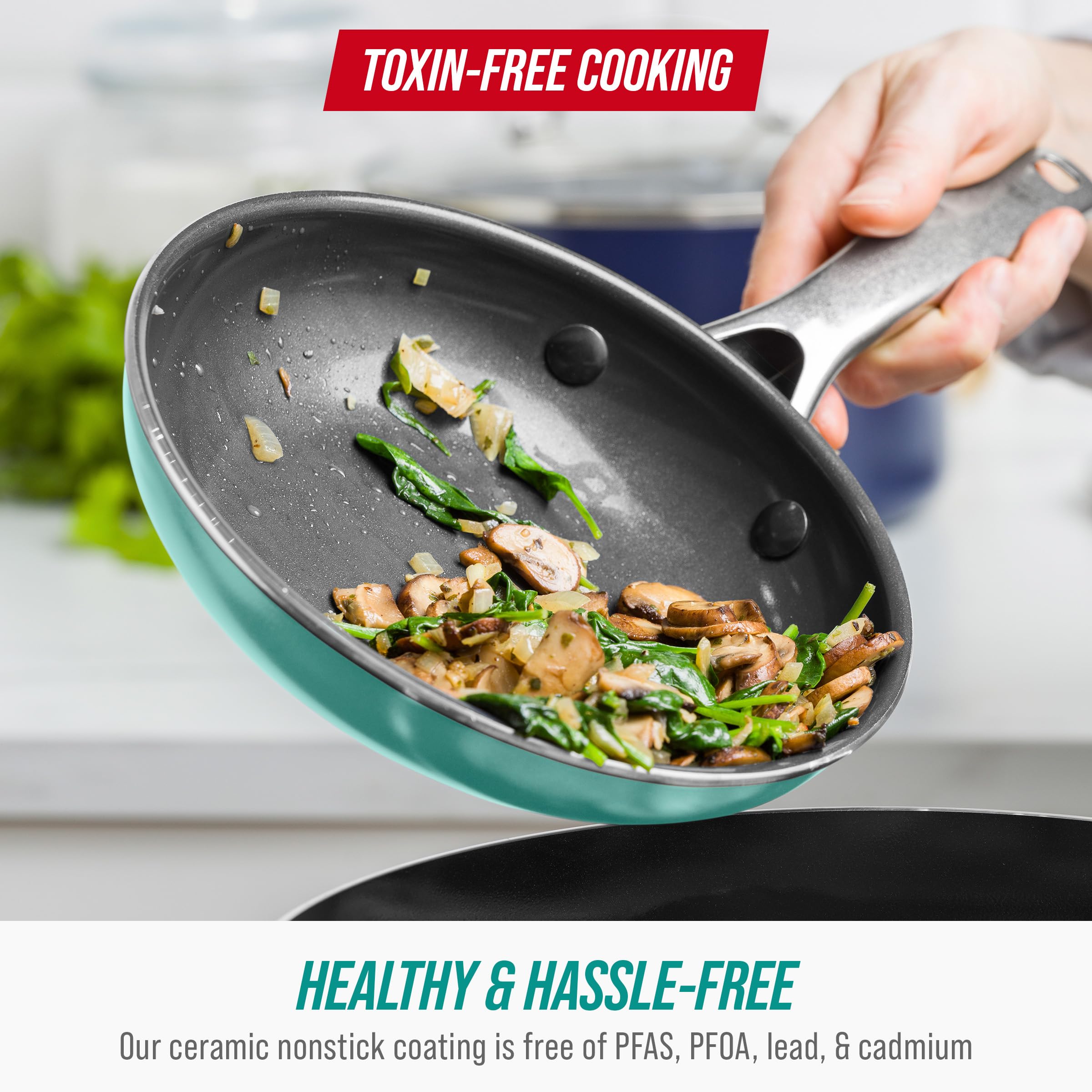 Blue Diamond Ceramic Frying Pan - Turquoise -5 Blue Diamond Ceramic Frying Pan - Turquoise -5