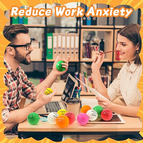 Miniatura 7 de Wettarn 30 bolas motivacionales para el estrés de 1.97 pulgadas, bolas de espuma coloridas, bolas para el estrés, pelota inspiradora para el alivio