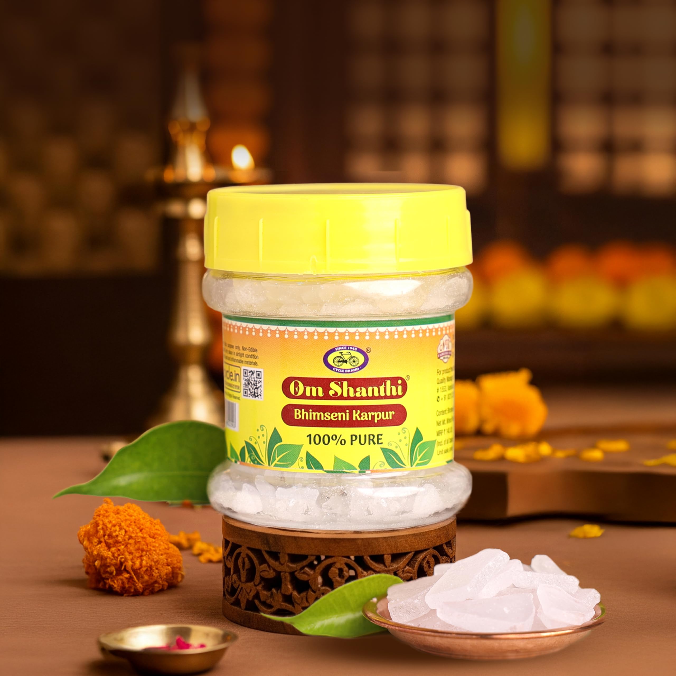 Cycle Pure Om Shanthi Karpure Bhimseni Camphor – Original (50g) | Bhimseni Kapoor for a Divine Puja Experience | Compatible with Camphor Electric Diffusers | Long-Lasting Fragrance-image-36