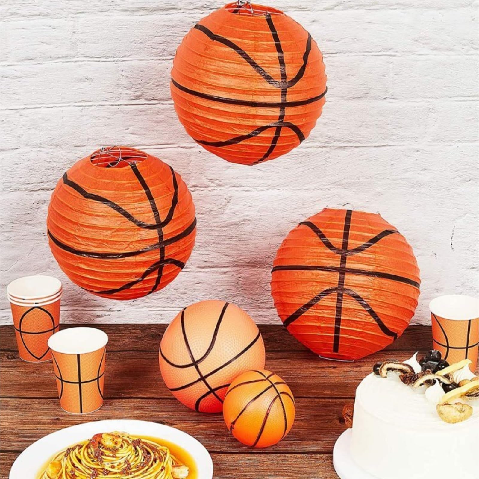 Papierowe Lampiony Zestaw 12 Papierowych Lampionów Do Koszykówki Na Urodziny W Stylu Sportów Stołowych Dekoracje Imprezę(25cm)