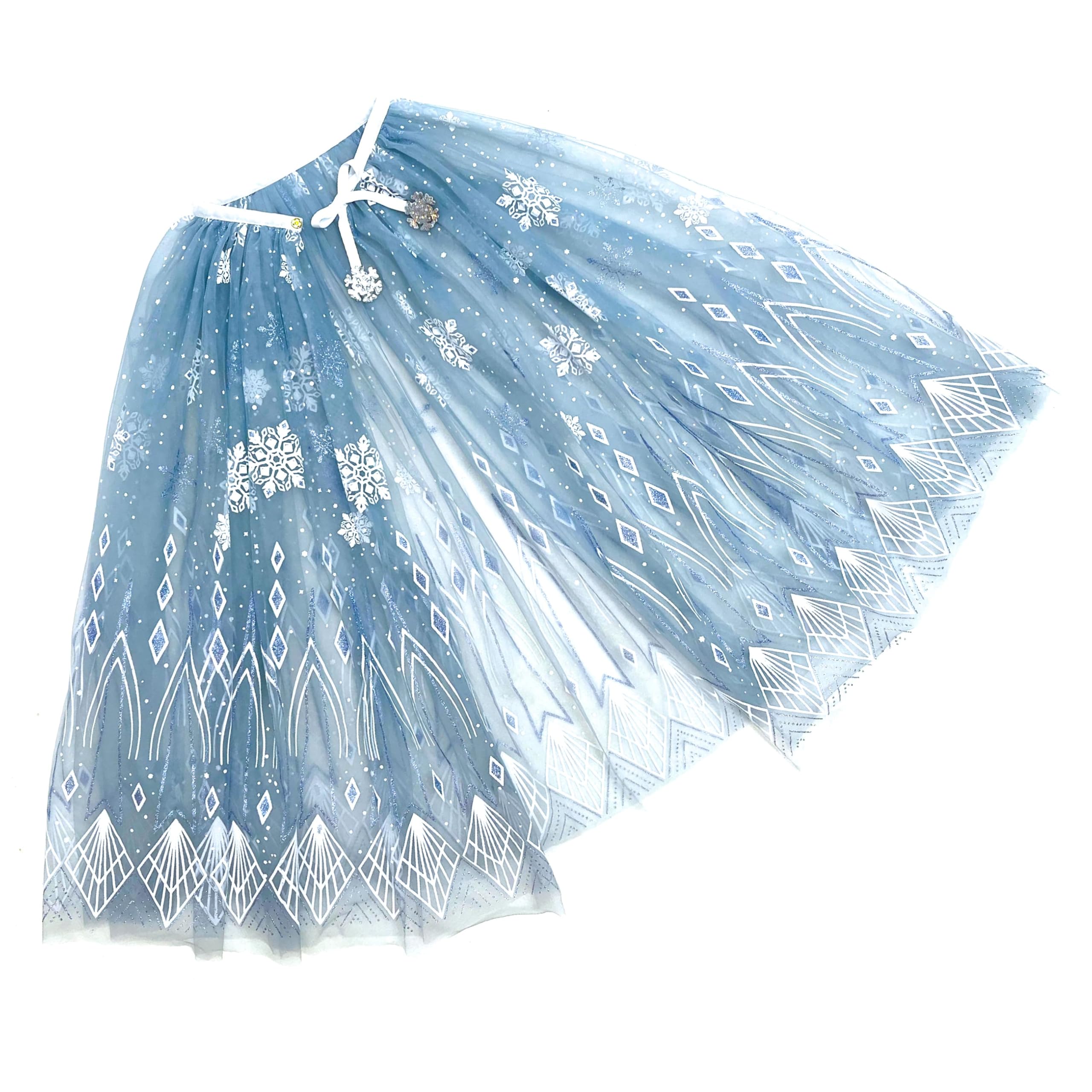 Papierdrachen Tulle Cape - Light Blue - with Ice Crystals - Glittering - Fancy Dress - Cape - Children's Costume - One Size - Set 03