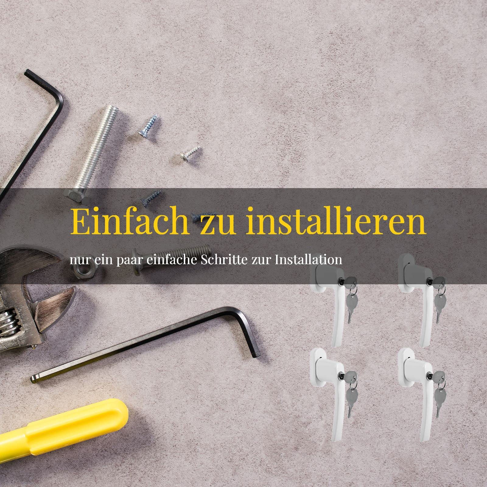 Lospitch fenstergriff abschließbar Aluminium 8 Stück 7×35, Fenstersicherung mit Schloss in Stiftlänge 35mm, Fenstergriffe Weiß