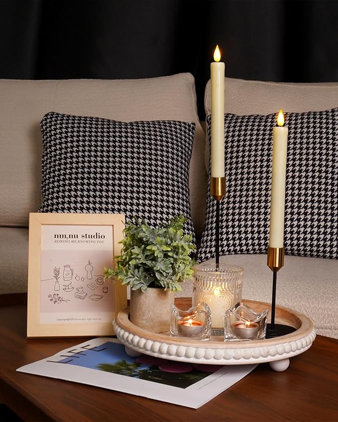 Homemory Homemory 3 Pack Flameless Taper Candles, No Remote, Realistic Flickering Battery Operated Candlesticks, Ivory LED Plastic Candle Safe for Weddings, Table Decor, Christmas, and Halloween photo 6