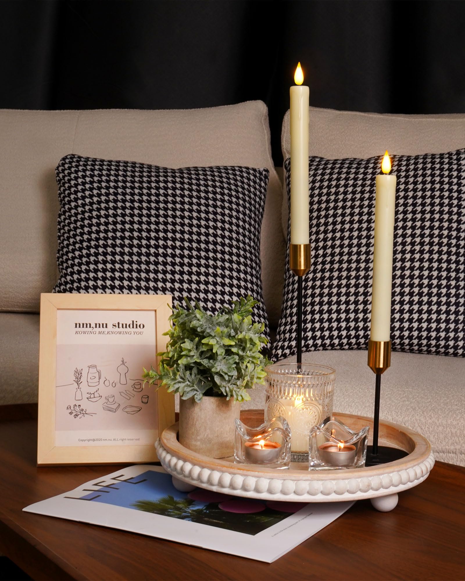 Paquete de 2, 3 y 6 velas cónicas sin llama, sin control remoto, realistas parpadeantes que funcionan con pilas, velas LED de plástico marfil seguras para bodas, decoración de mesa, Navidad y 3