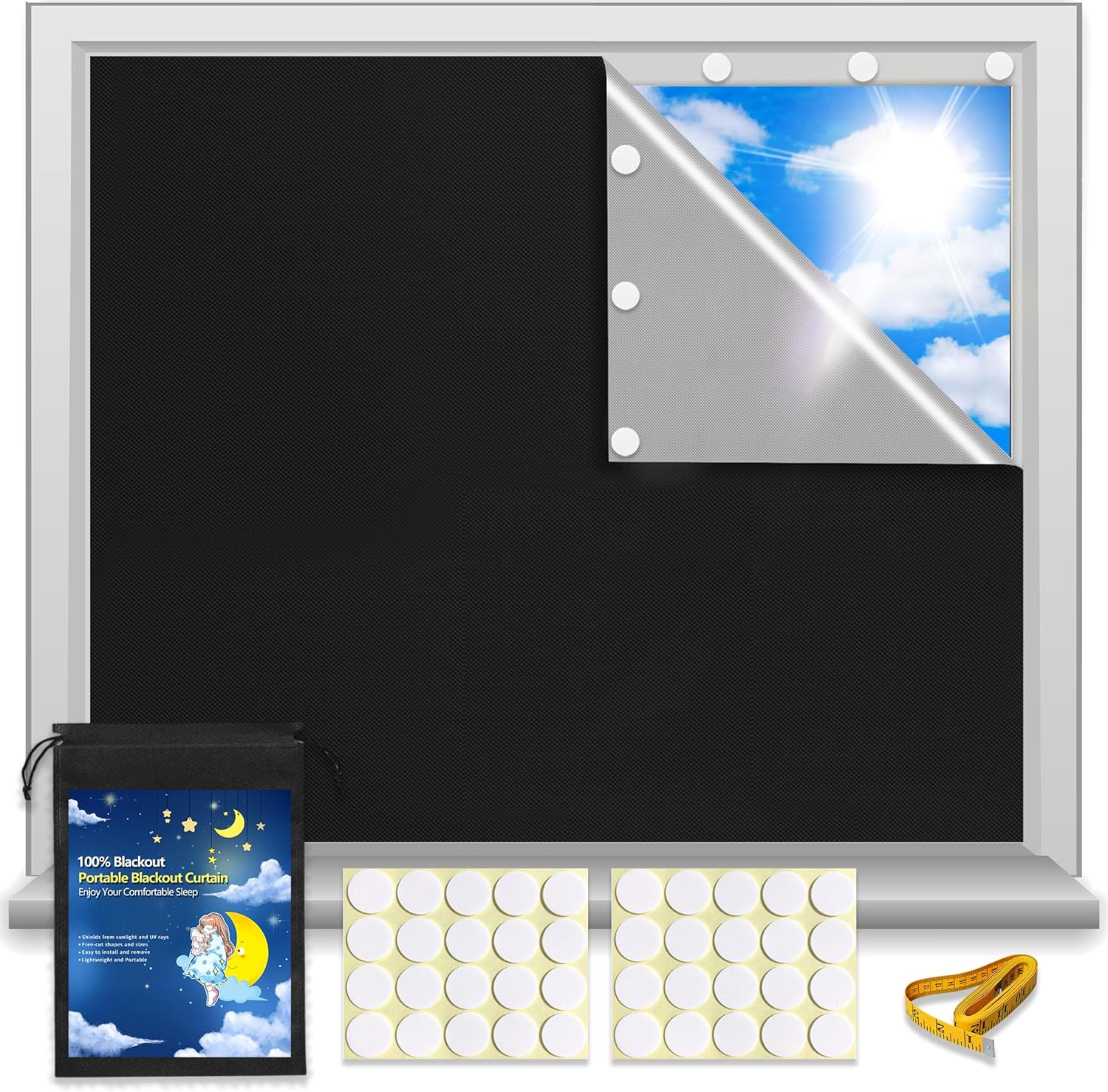 Temporary Blackout Shades,79" x 59"Removable Blackout