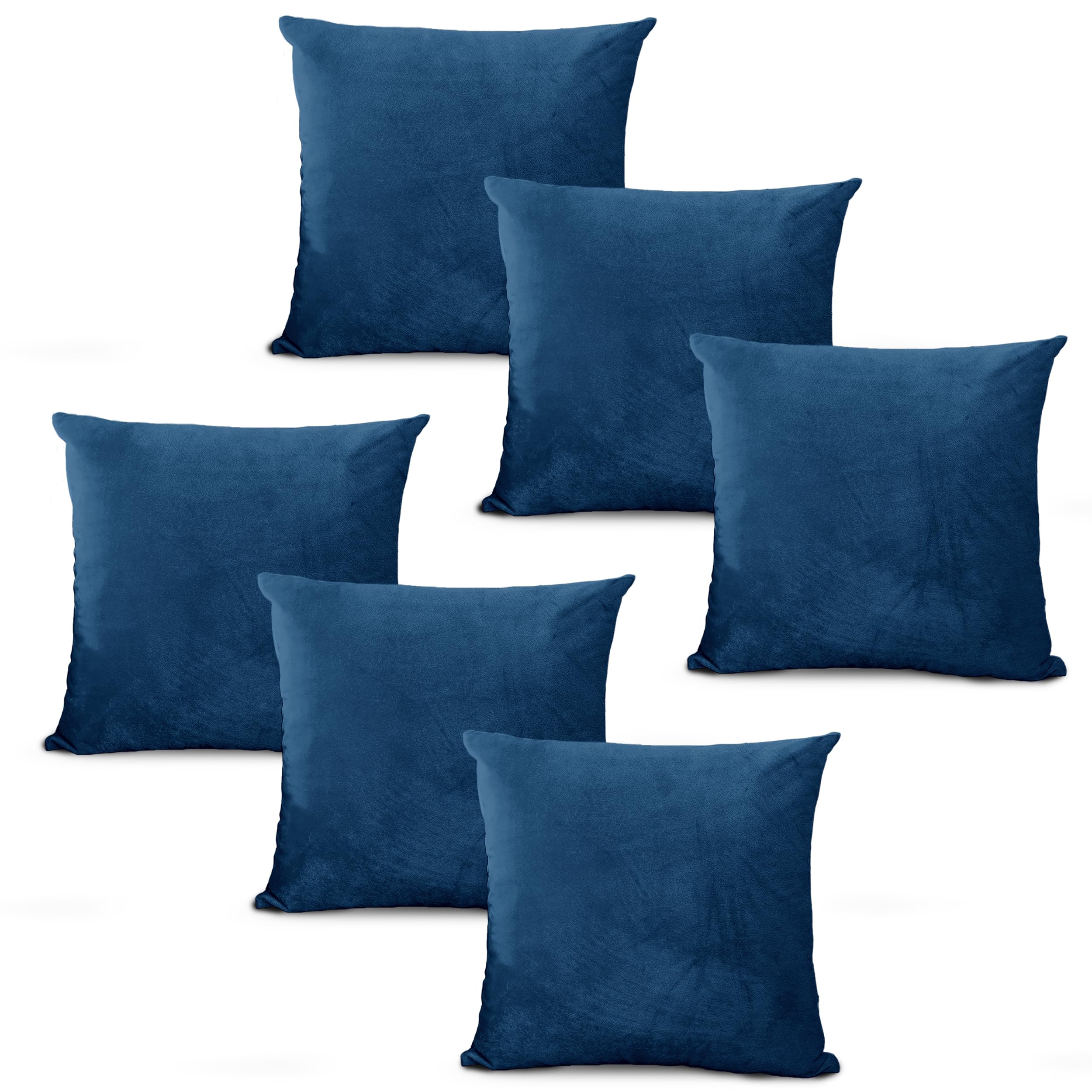 Hafaa Velvet Cushions with Covers Included Sets 12 (6 Navy Cushion Covers, 6 Cushion Inserts 45cm x 45cm) Luxury Decorative Fluffy Square Throw Pillow Case Sofa Cushion with Invisible Zipper — image 1