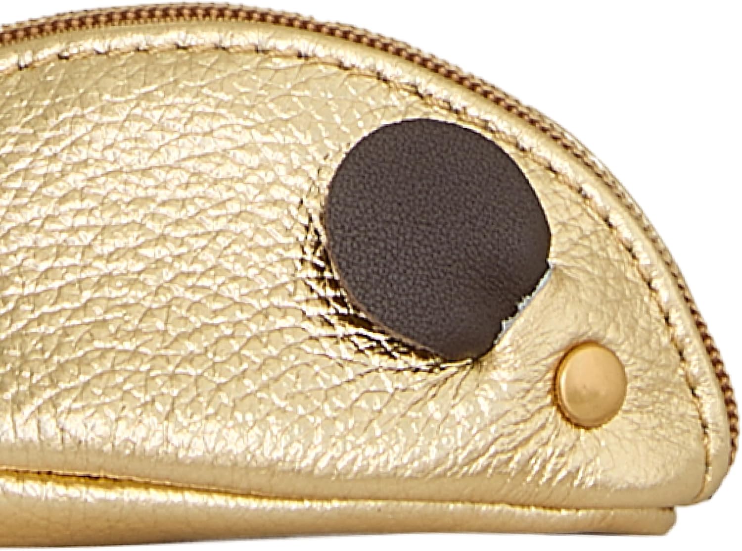 Rebecca Minkoff Mouse Coin Purse Bag Charm, Women's Mini Zipper Pouch, Leather and Antique Brass Hardware, Antique Gold/Cacao