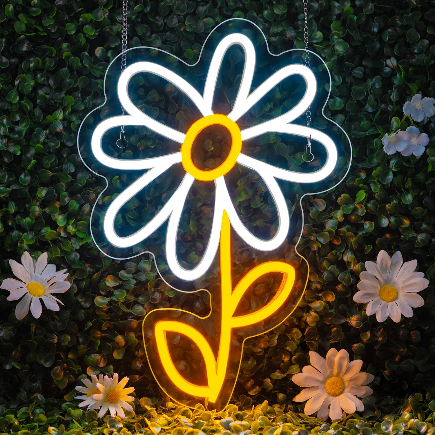 Daisy Flower Neon Sign Chrysanthemum LED Night Wall Light Decor for Bedroom